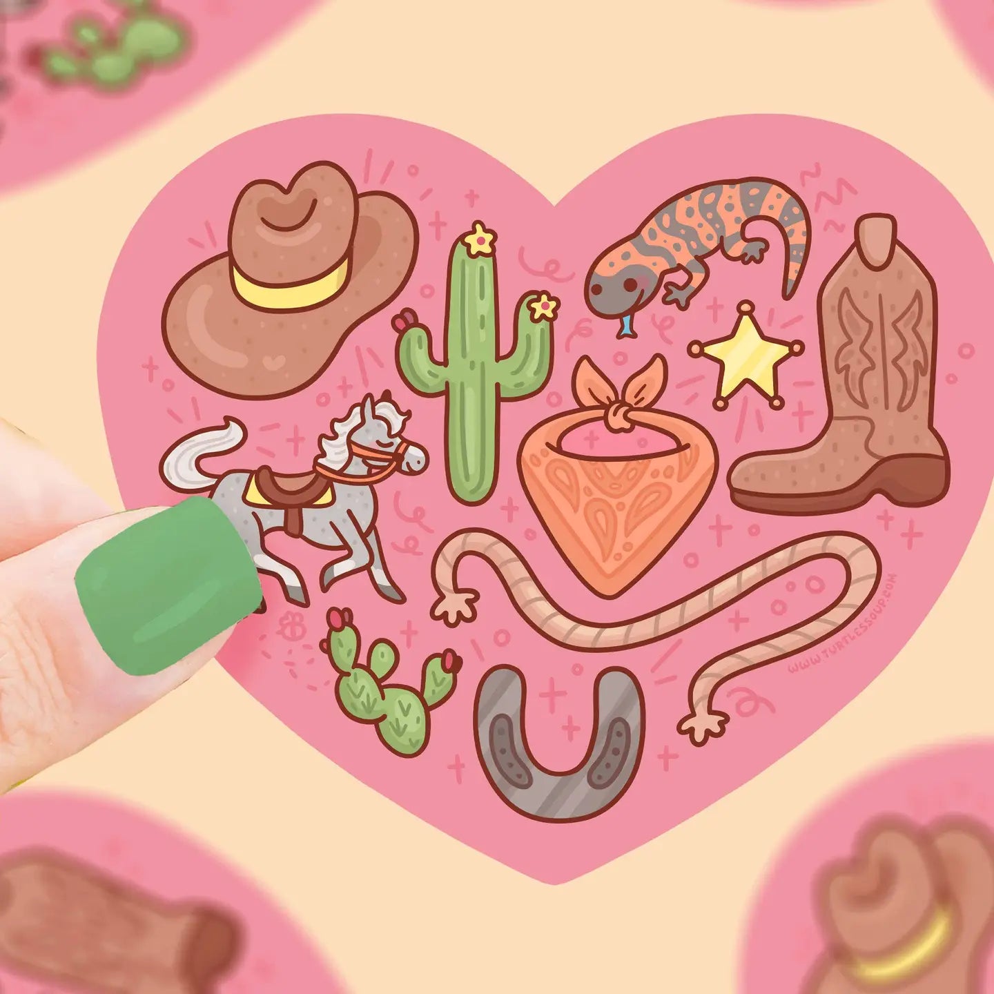 Western Rodeo Heart Valentines Vinyl Sticker