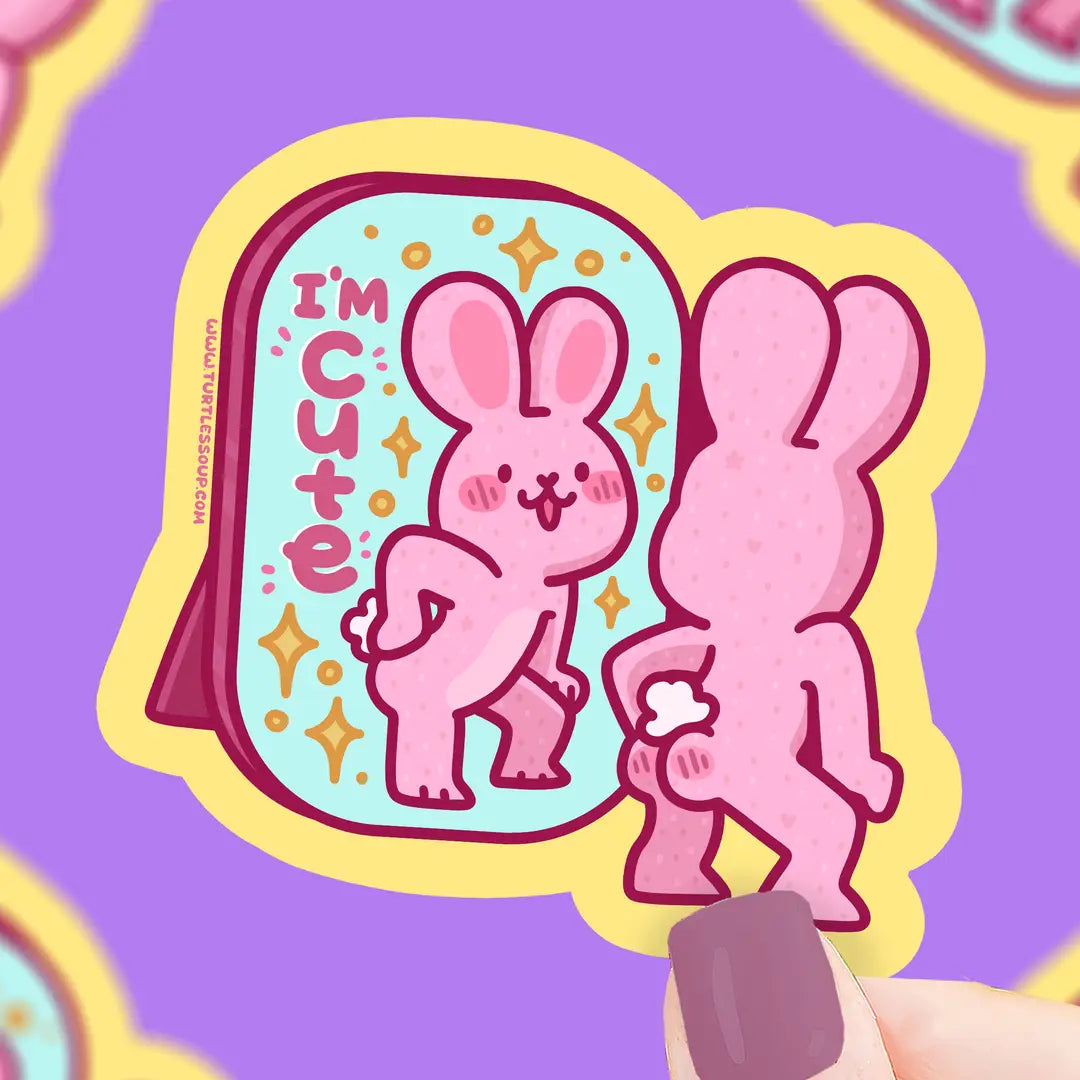 I'm Cute Bunny, Confident, Cutesy Vinyl Sticker