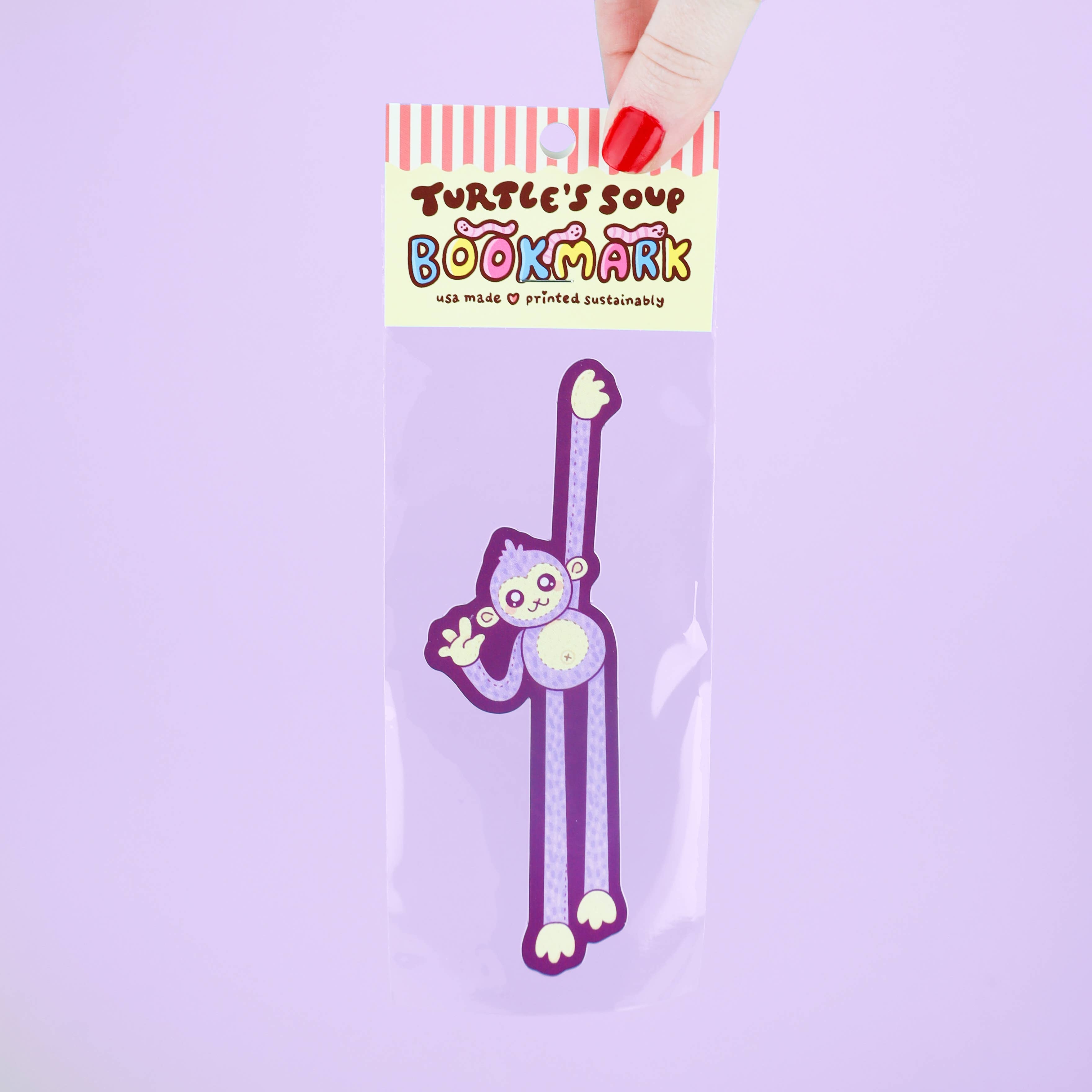 Monkey Plushie Cute Animal Art Reader Gift Bookmark