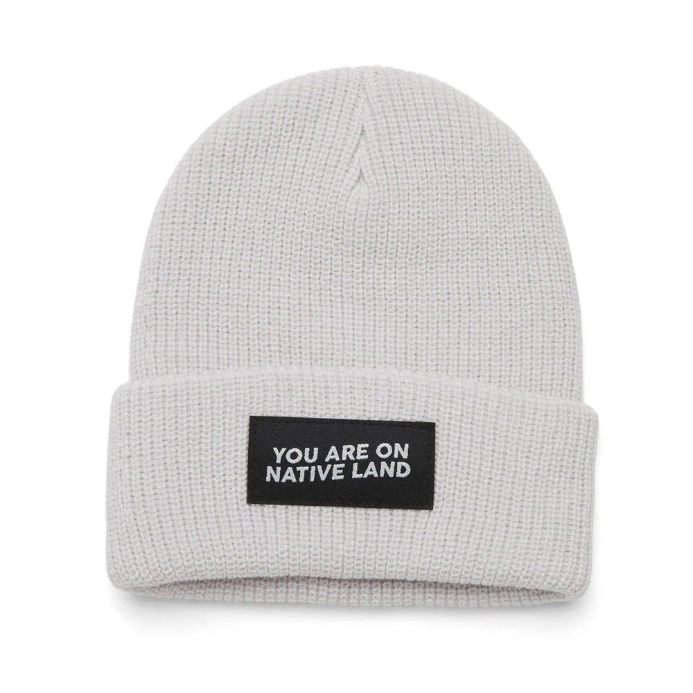 'YOU ARE ON NATIVE LAND' Ribbed Beanie