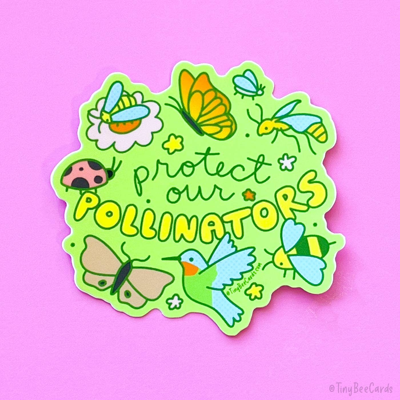 Tiny Bee Cards - Protect our Pollinators Bugs & Birds Vinyl Sticker