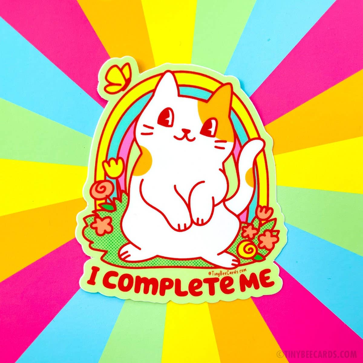 Tiny Bee Cards - Self Love Cat Vinyl Sticker - I Complete Me