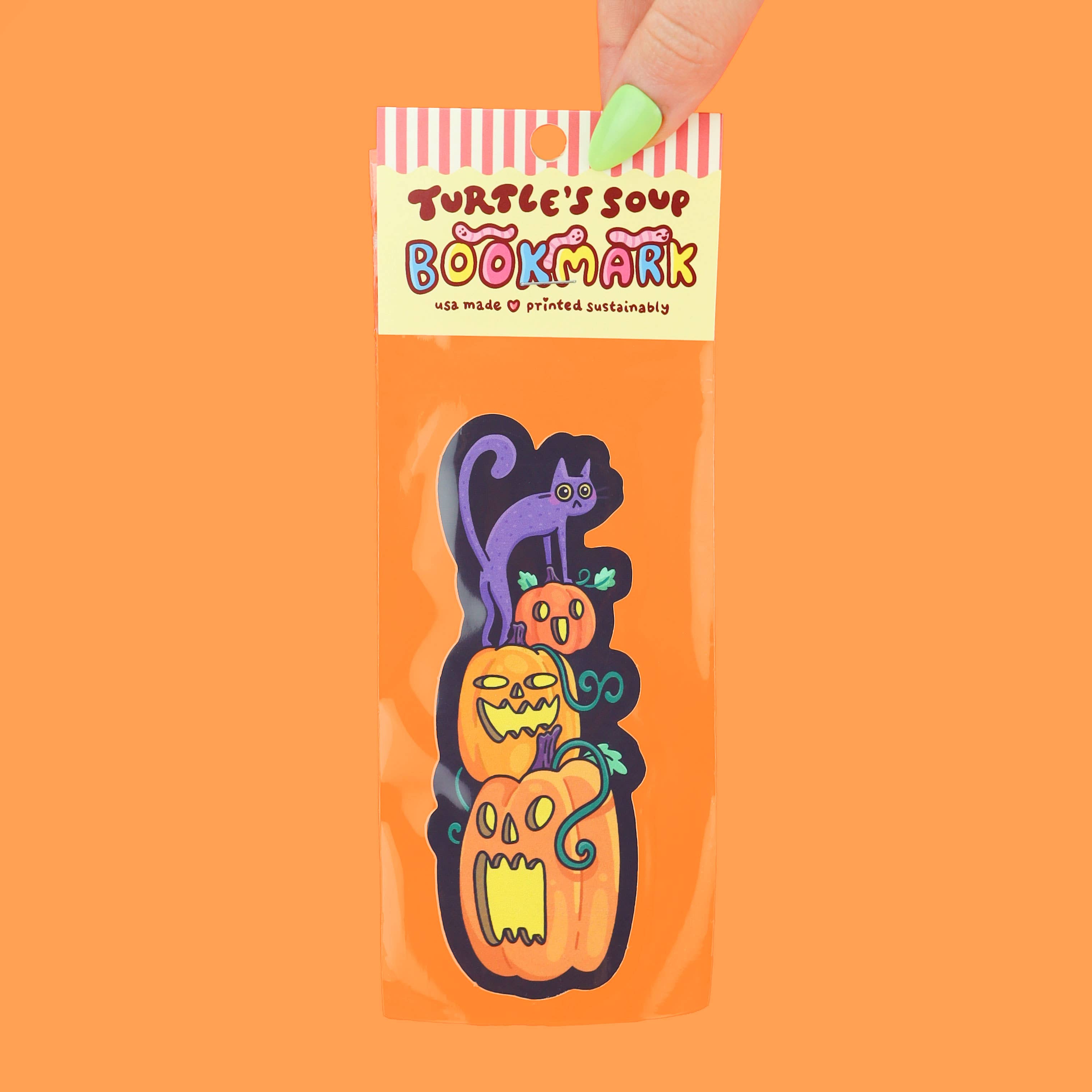 Kitty and Pumpkins Reader Gift Bookmark with Tassel