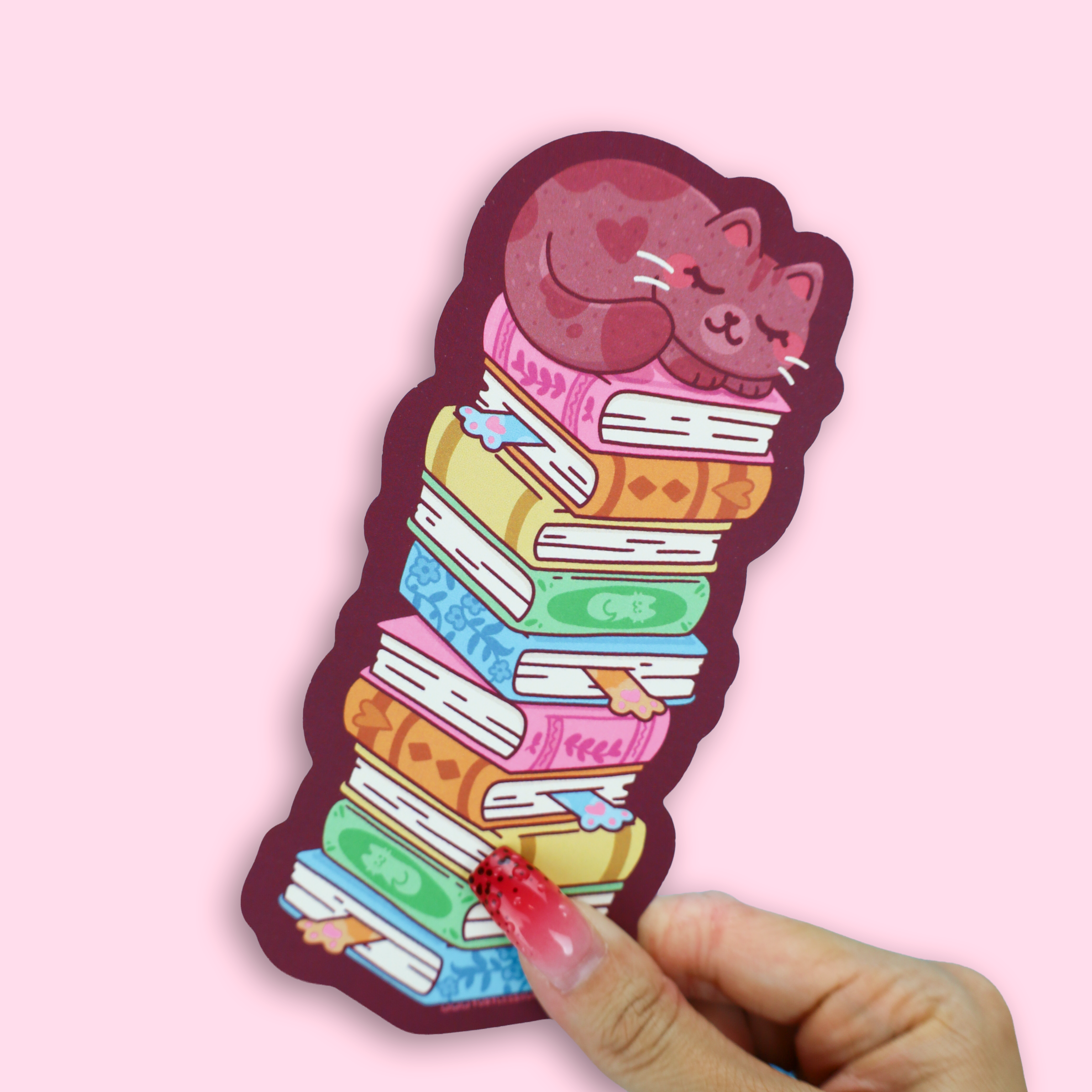 Book Stack Cat Cute Reader Kitty Bookmark