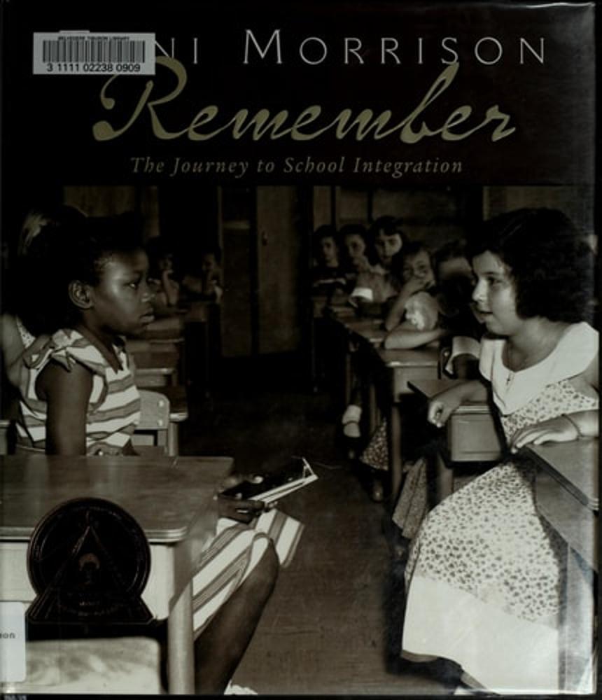 Album cover with two young girls in a classroom setting, text 'Remember: The Journey to School Integration' by Nini Morrison.