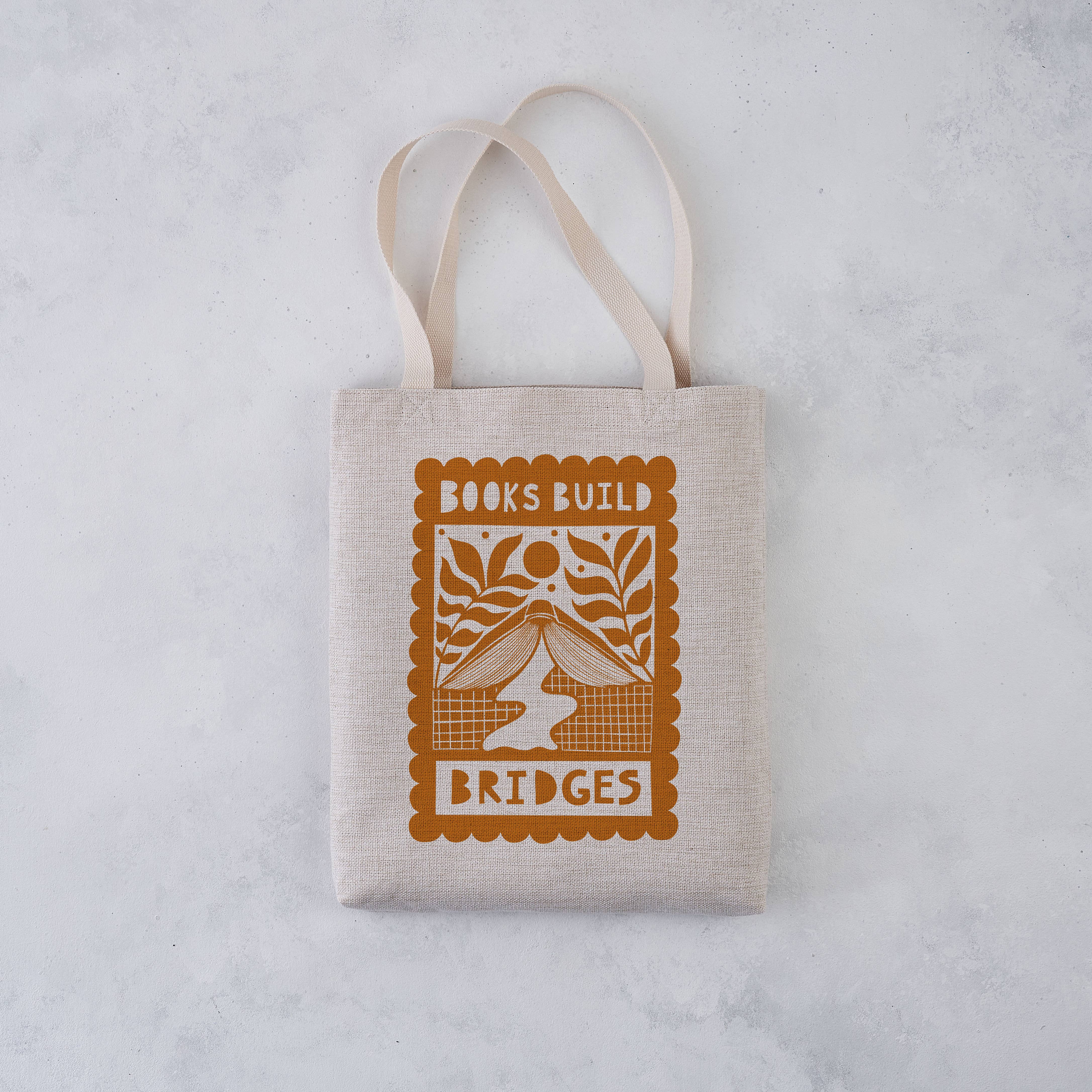 Books Build Bridges - Literary Tote Bag