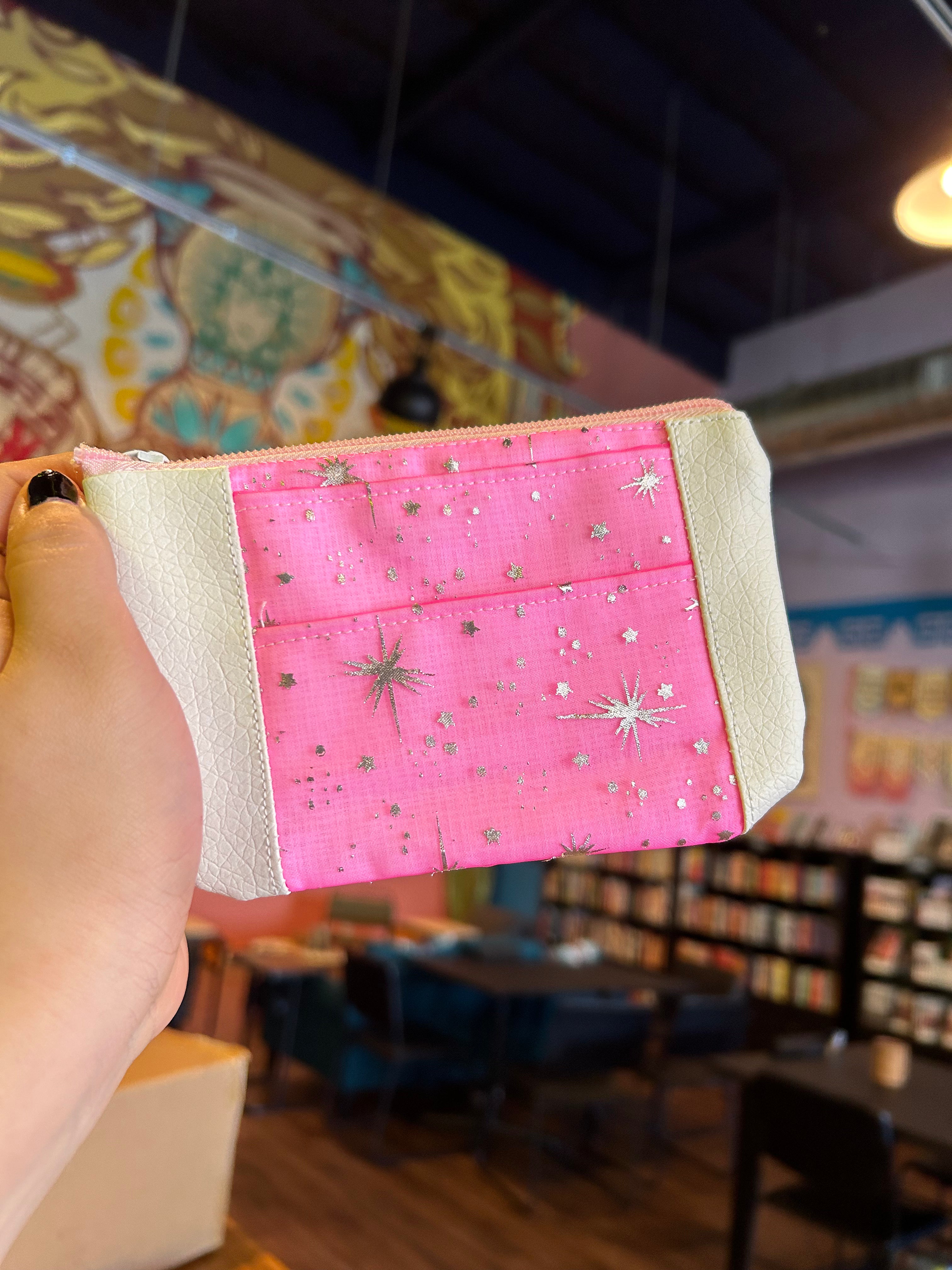Card Holder Pouch - Pink and White