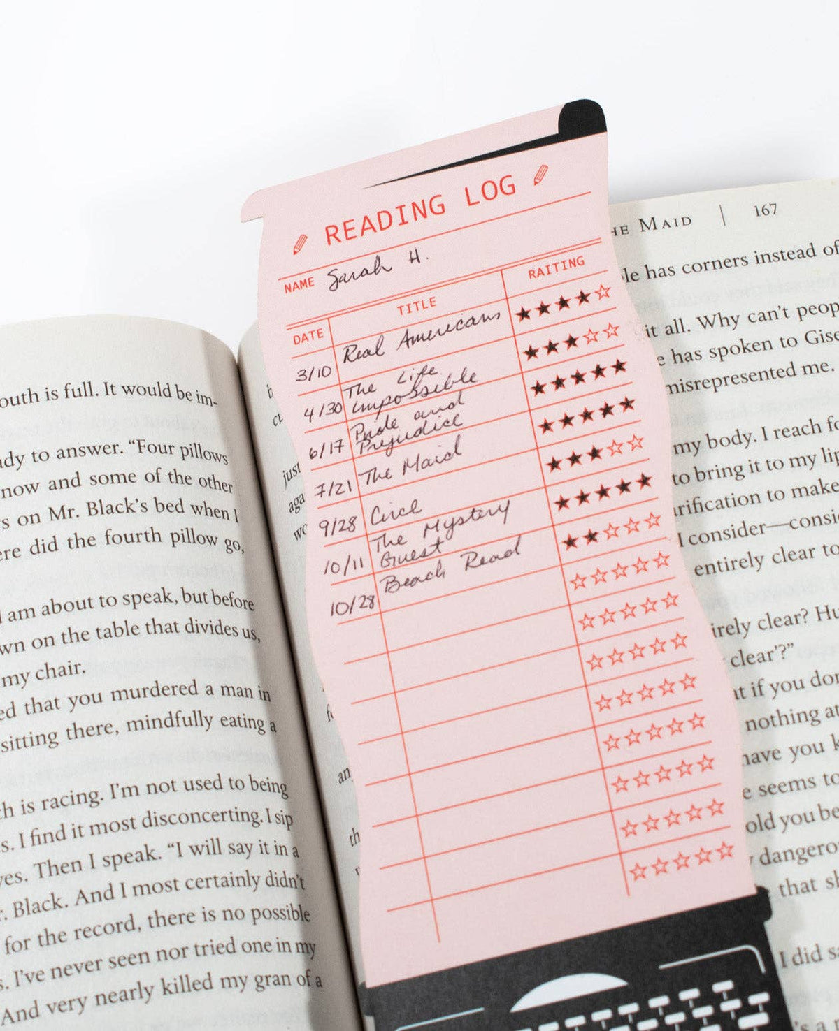 Typewriter Reading Log Bookmark