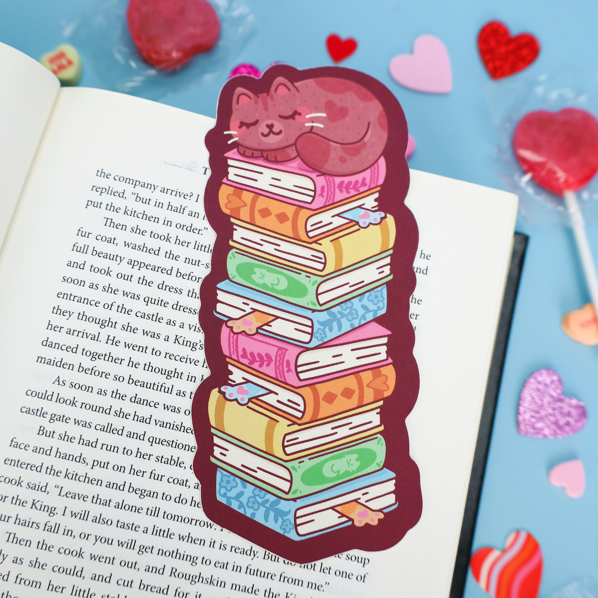 Book Stack Cat Cute Reader Kitty Bookmark