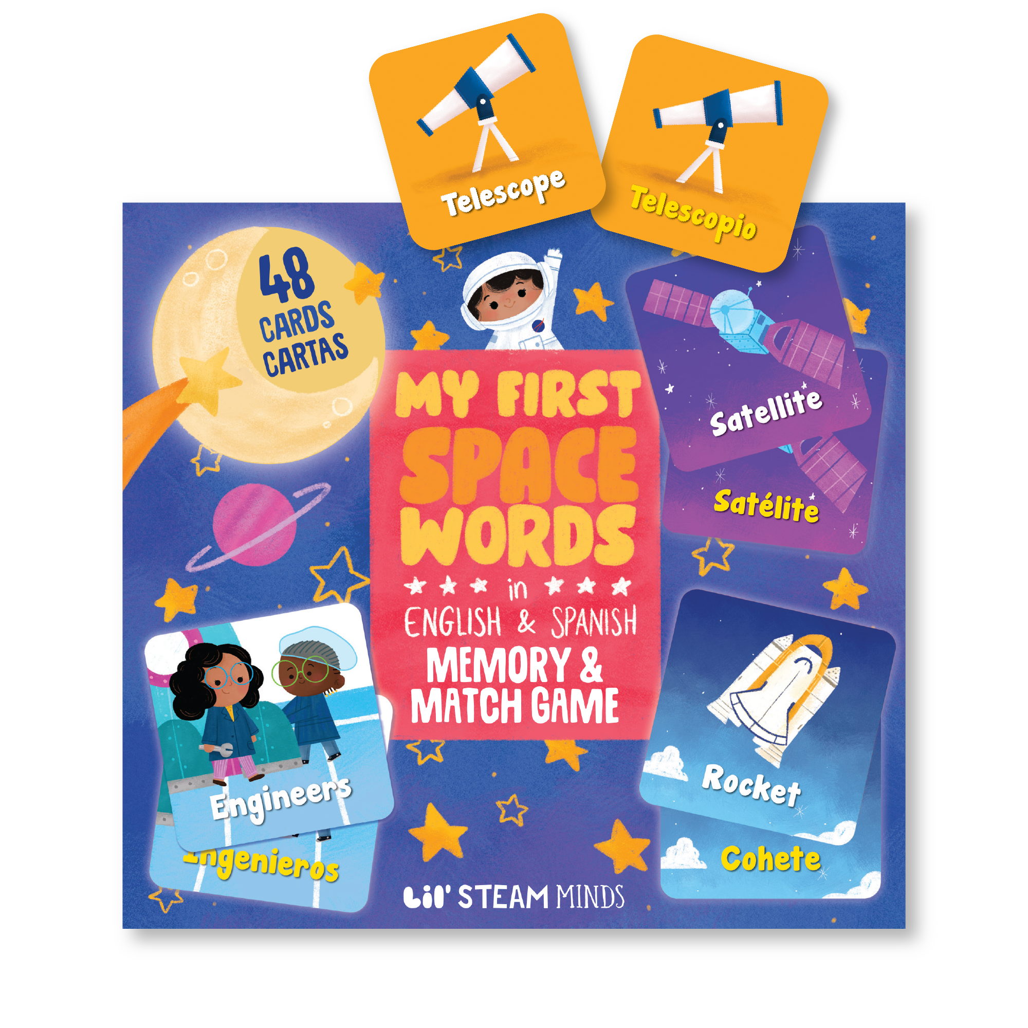 My First Space Words in English & Spanish Memory & Match Game (Bilingual: English and Spanish)