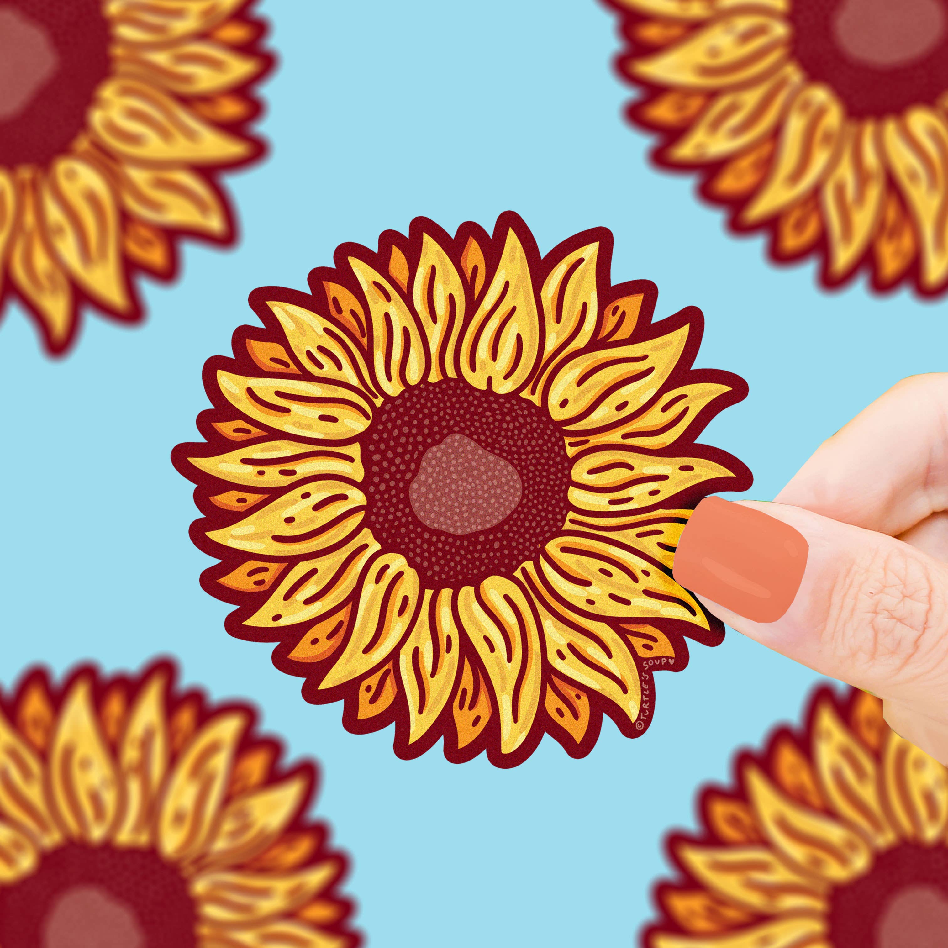 Yellow Sunflower Waterproof Floral Vinyl Sticker