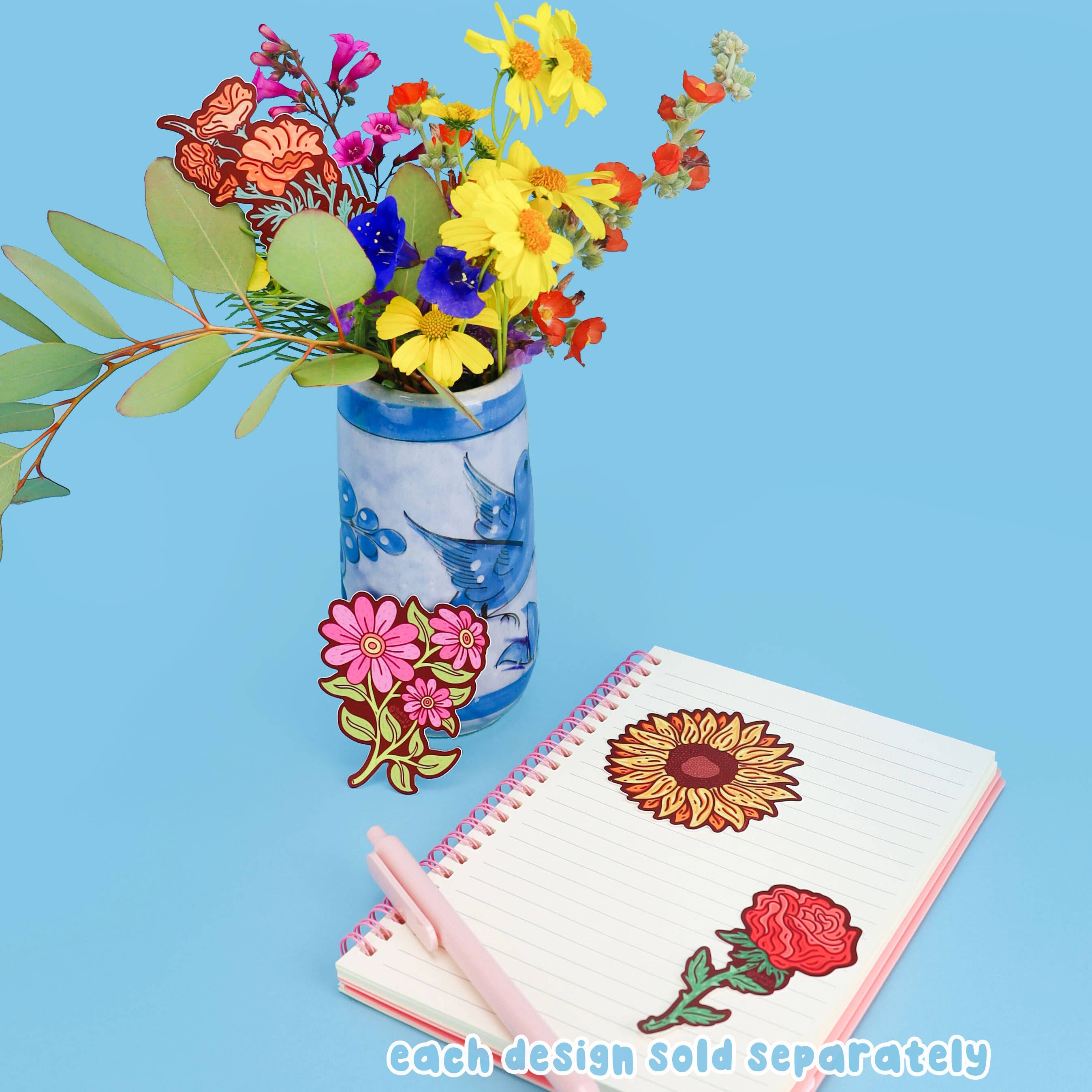 Yellow Sunflower Waterproof Floral Vinyl Sticker