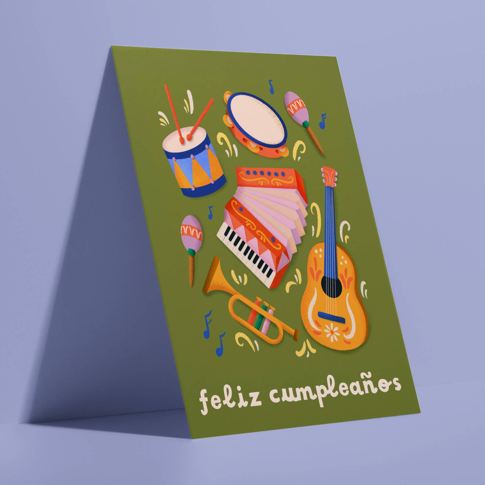 Mariachi Instruments- Spanish Birthday Greeting Card