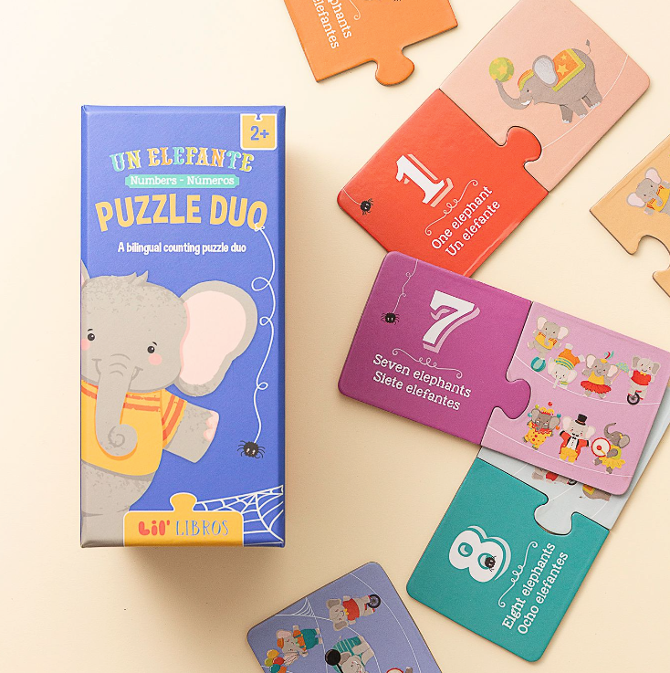 Un Elefante: Numbers / Números Puzzle Duo (Bilingual: English and Spanish)