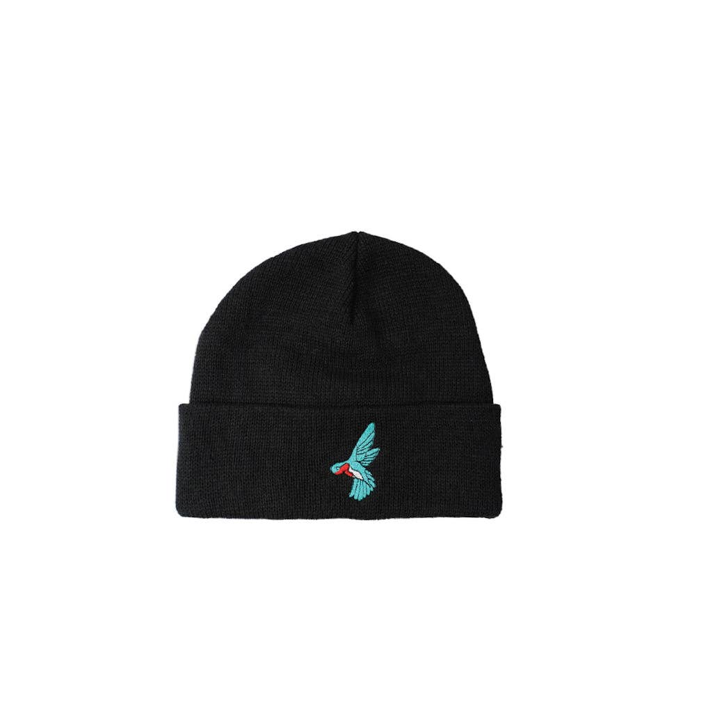 Knit Cuffed Hummingbird Logo Cotton Beanie