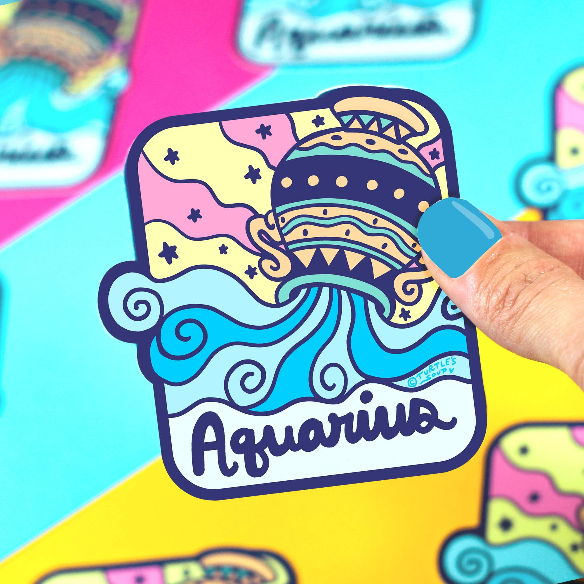Zodiac Aquarius Astrology Water Bottle Vinyl Sticker
