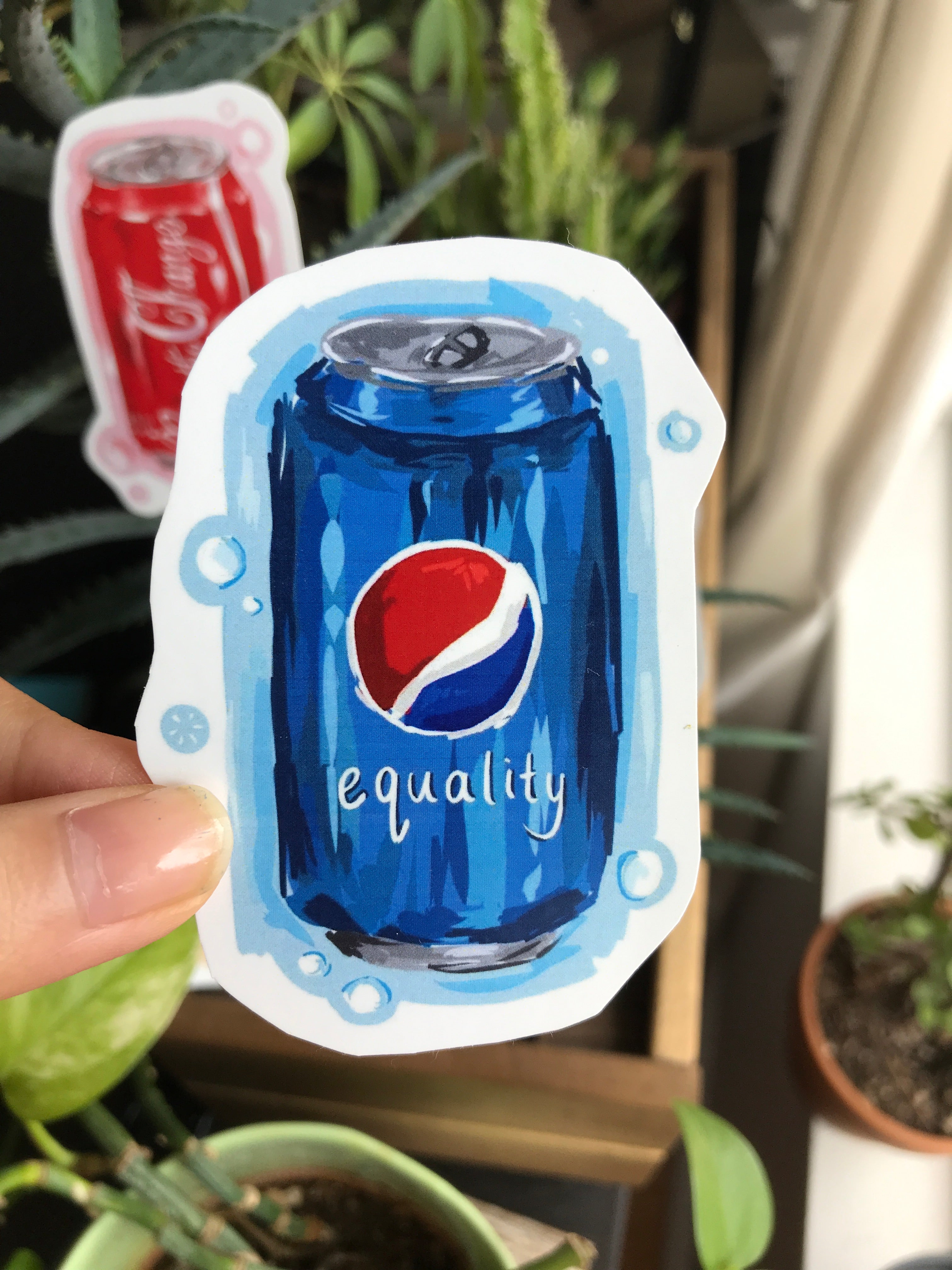 "Equality" soda can sticker