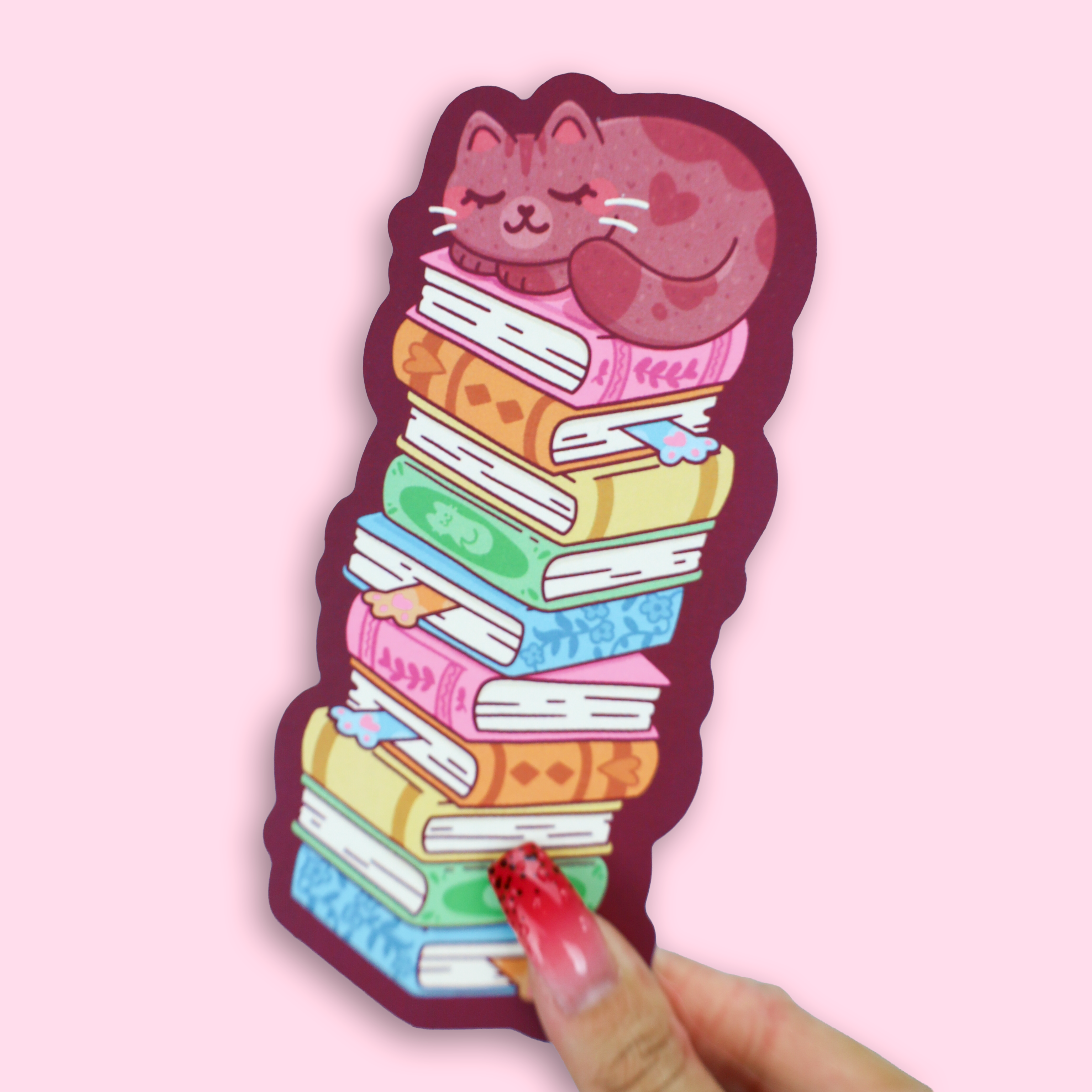 Book Stack Cat Cute Reader Kitty Bookmark
