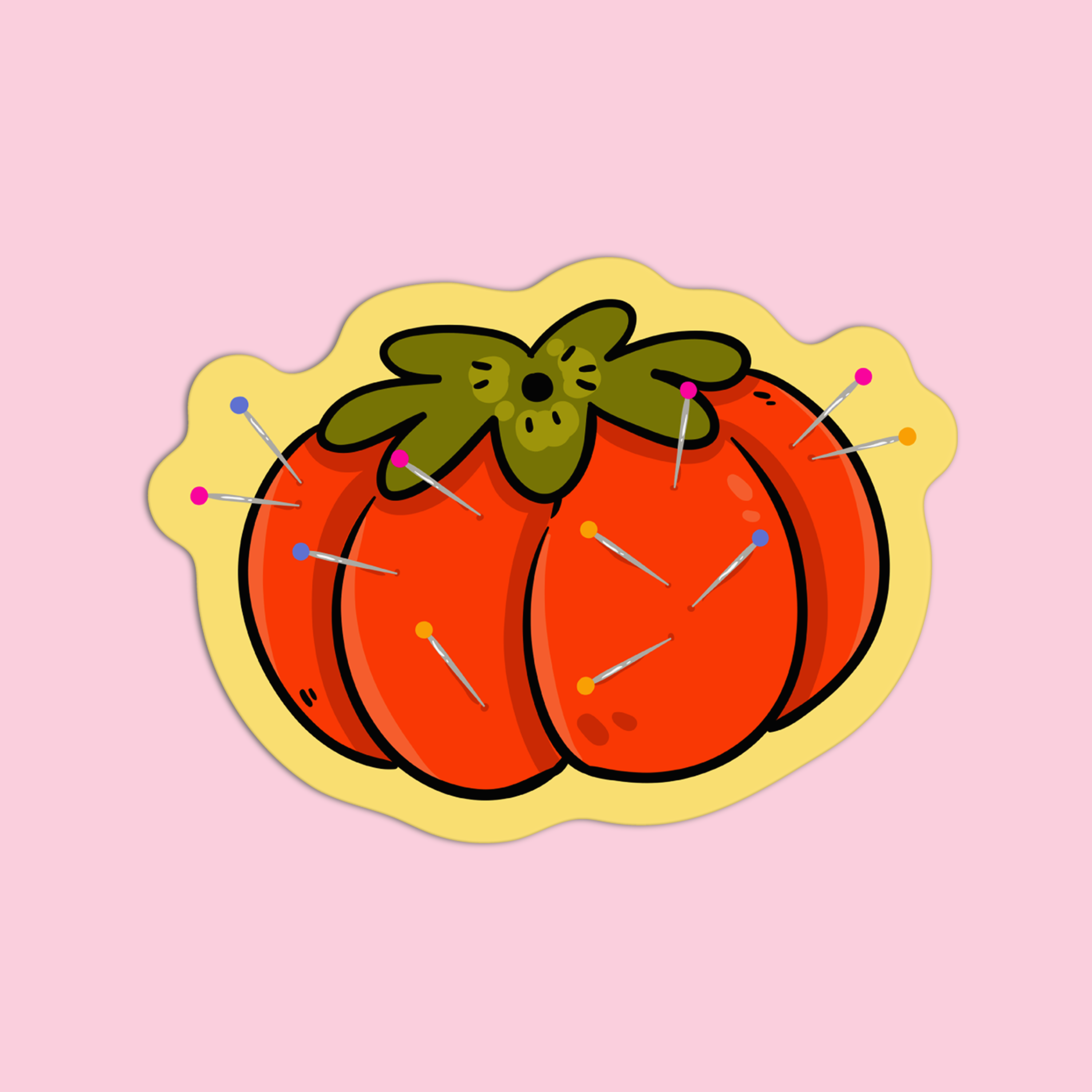 Arts & Crafts Tomato Pin Cushion Vinyl Textured Sticker