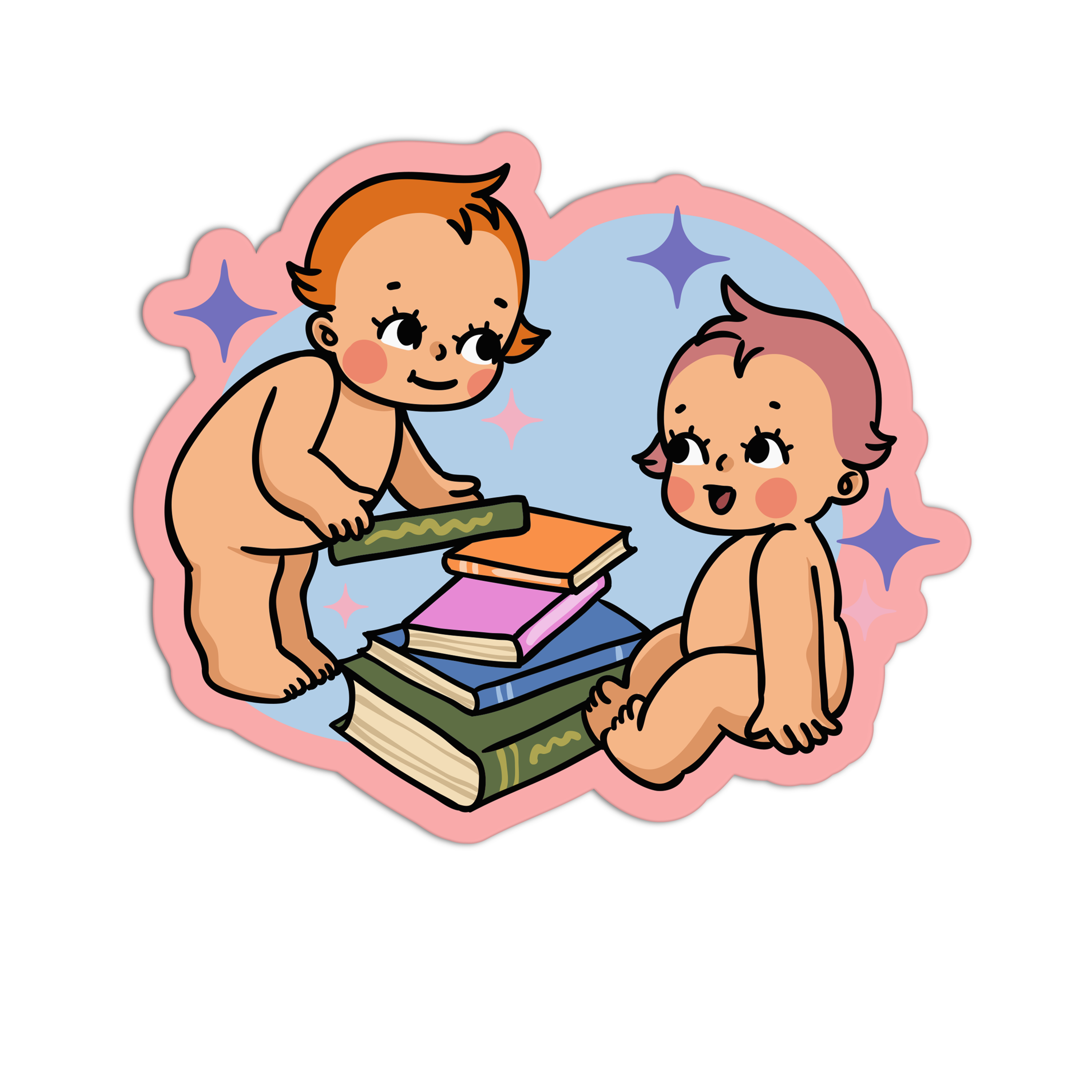 Book Buddies Retro Babies Reading Stickers