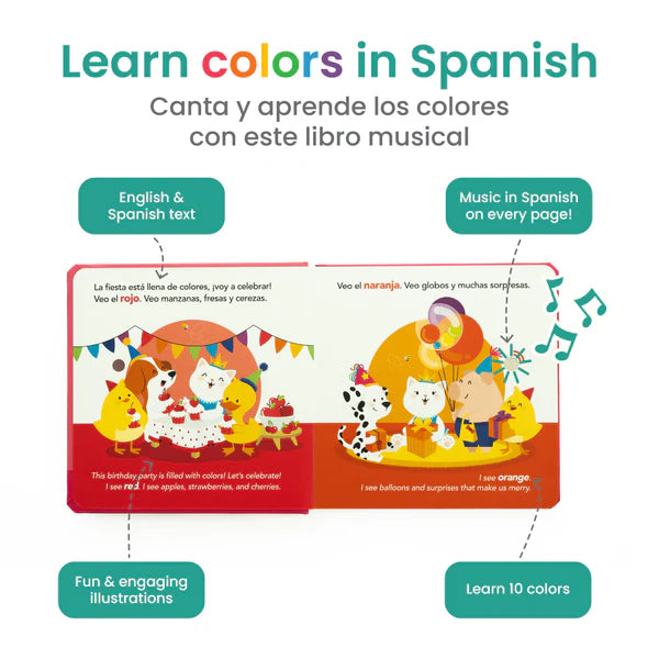 Colors at the Birthday Party Bilingual Musical Book - La Fiesta