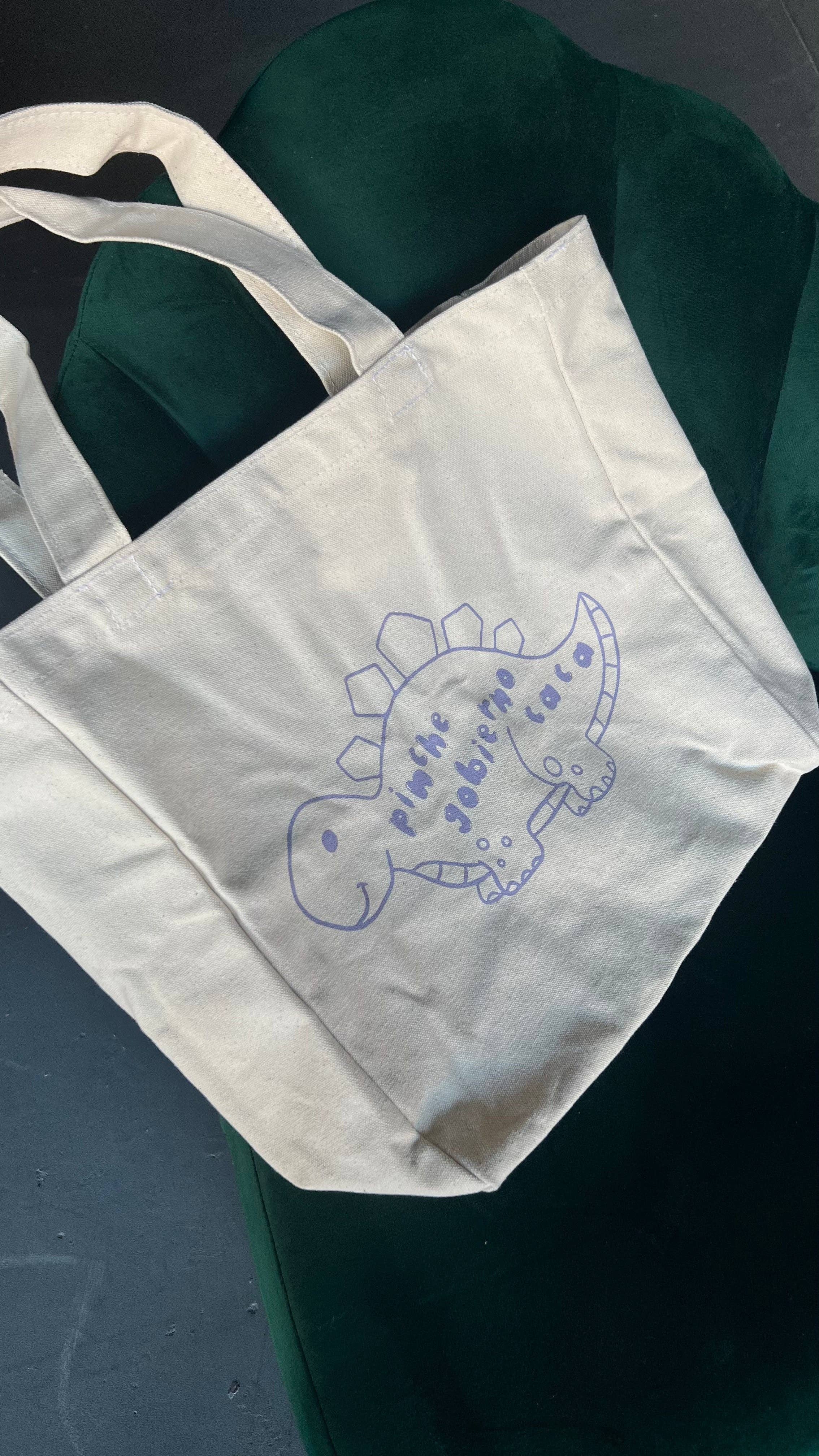 Dusty Lavender Dino Cotton Tote Bag