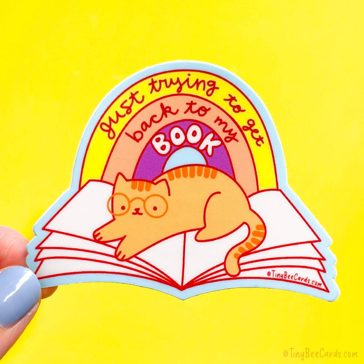 Tiny Bee Cards - Reading Cat "Trying to Get Back to My Book" Vinyl Sticker