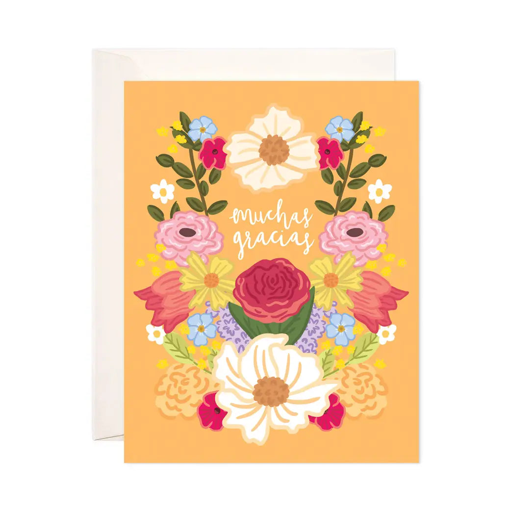 Floral Muchas Gracias Greeting Card - Spanish Thank You Card