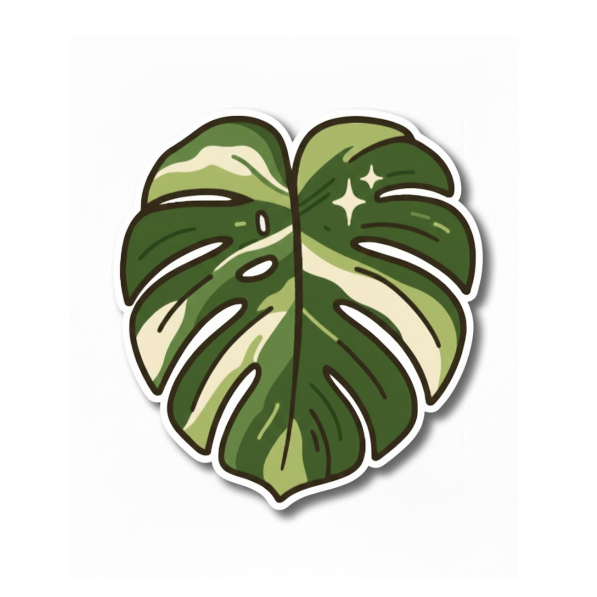 Monstera Albo Leaf Plant Textured Stickers