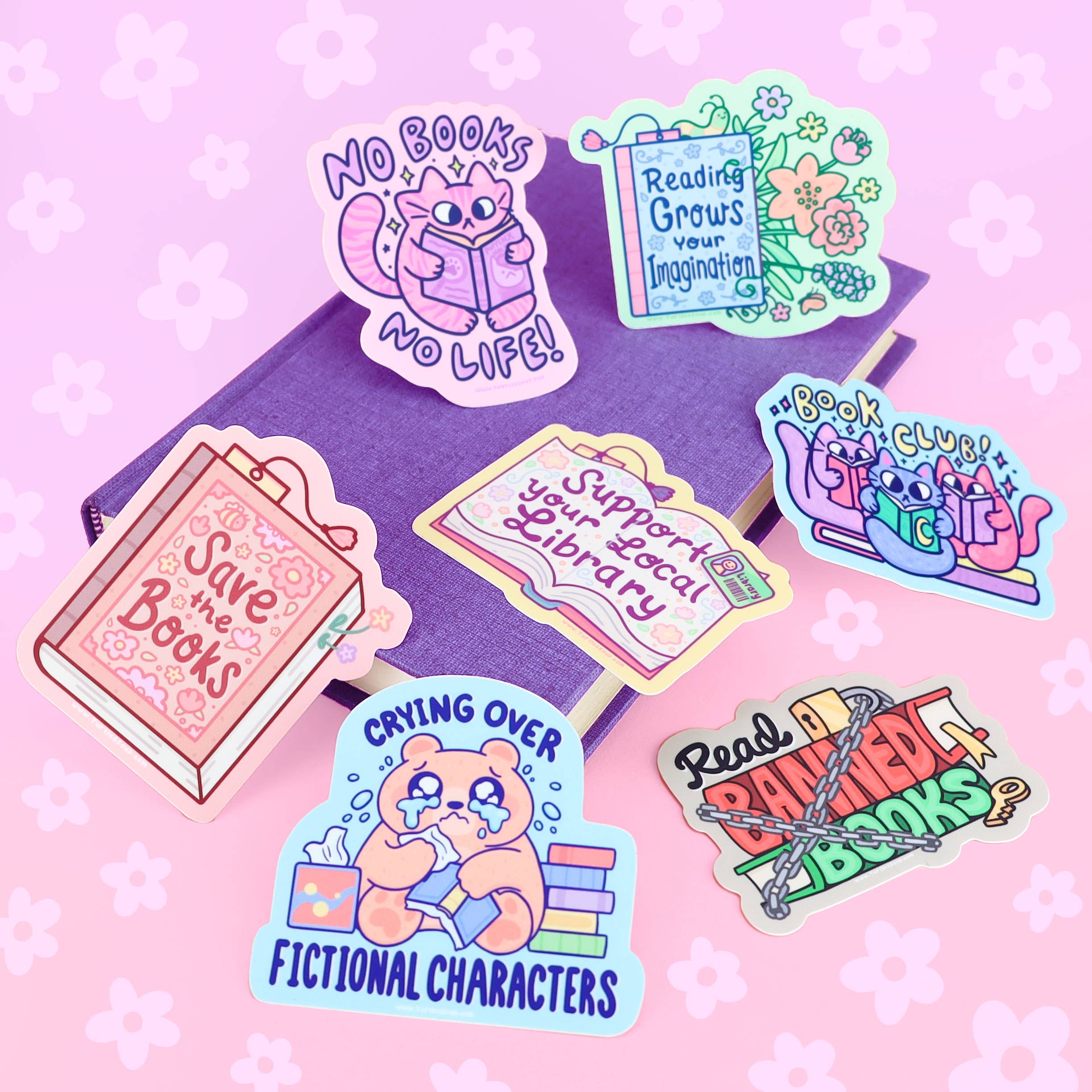 Kitty Book Club, Cute, Cats, Reader, Bookish, Vinyl Sticker