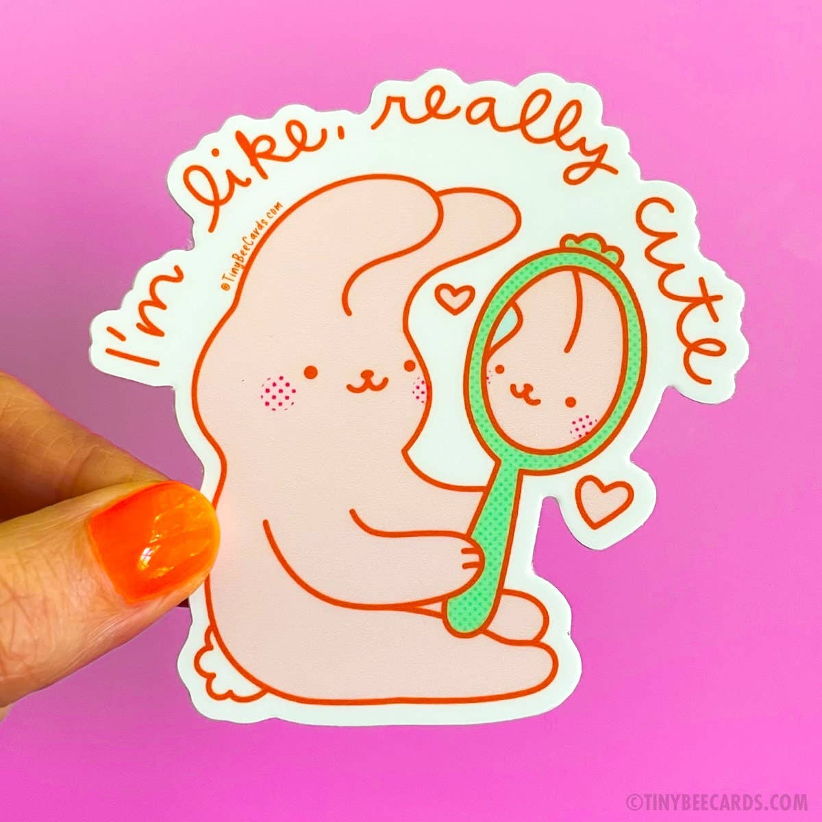 Tiny Bee Cards - Self Love Bunny Vinyl Sticker - I'm Like, Really Cute Easter