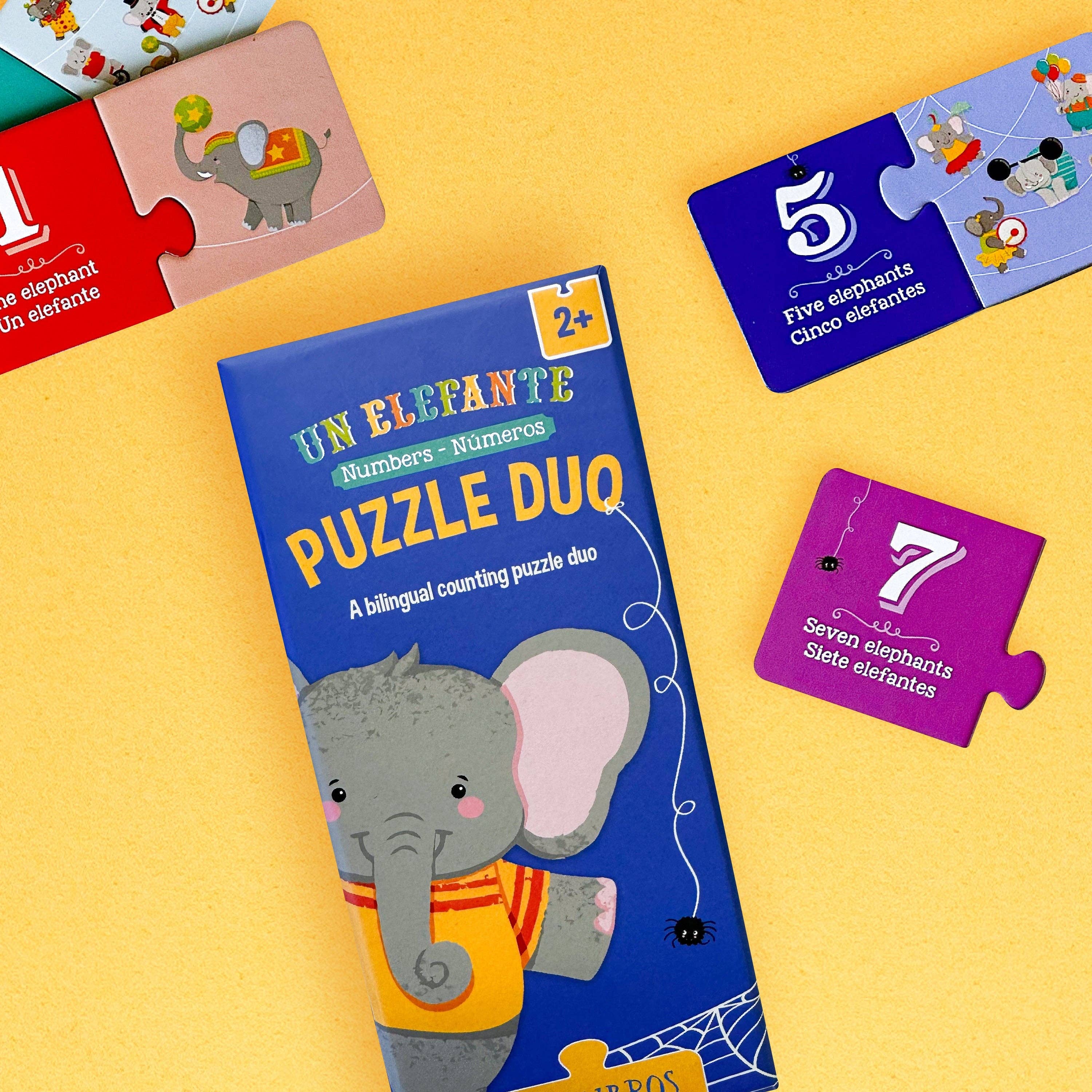 Un Elefante: Numbers / Números Puzzle Duo (Bilingual: English and Spanish)
