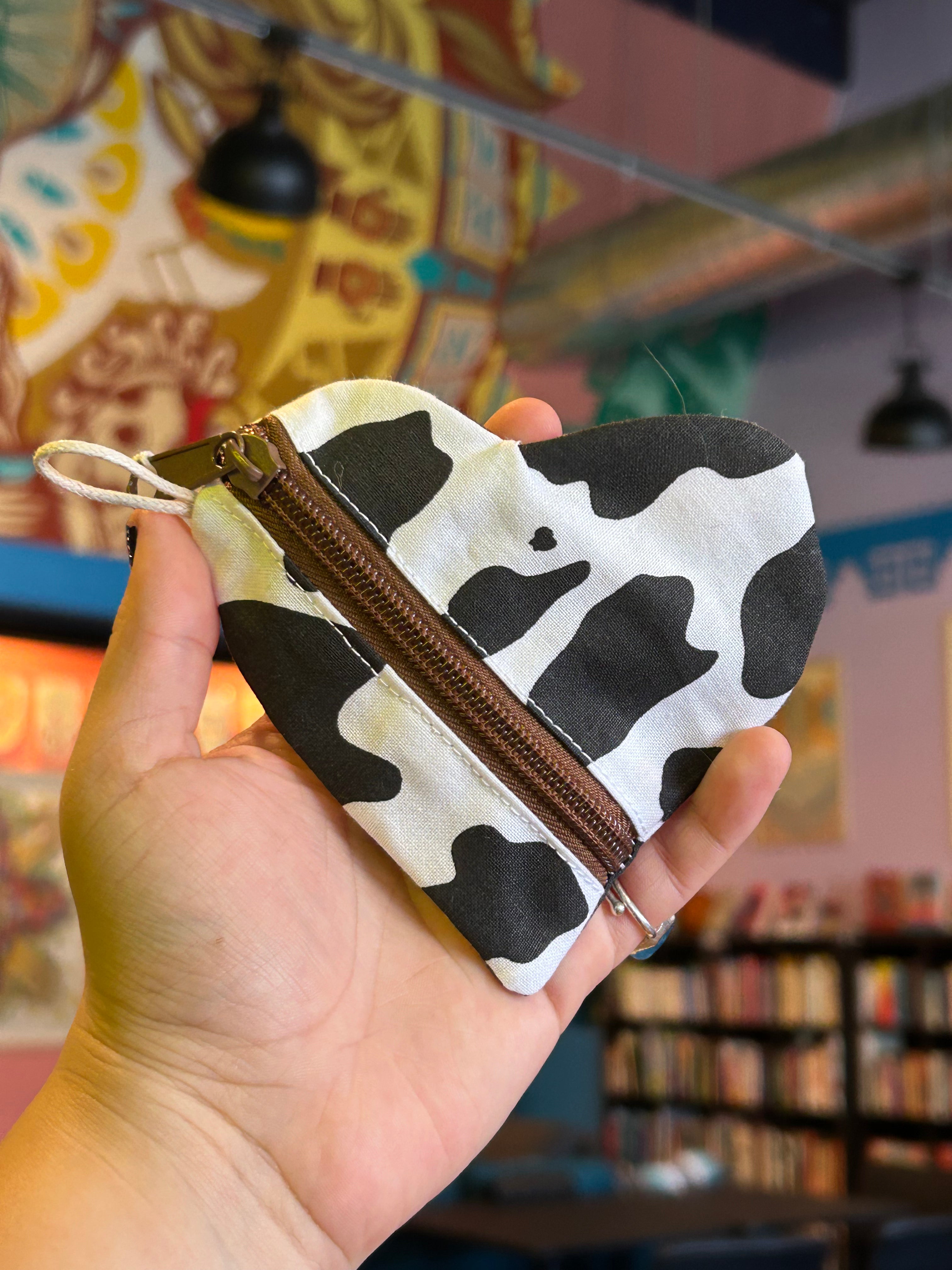 Heart Coin Purse- Cow Print