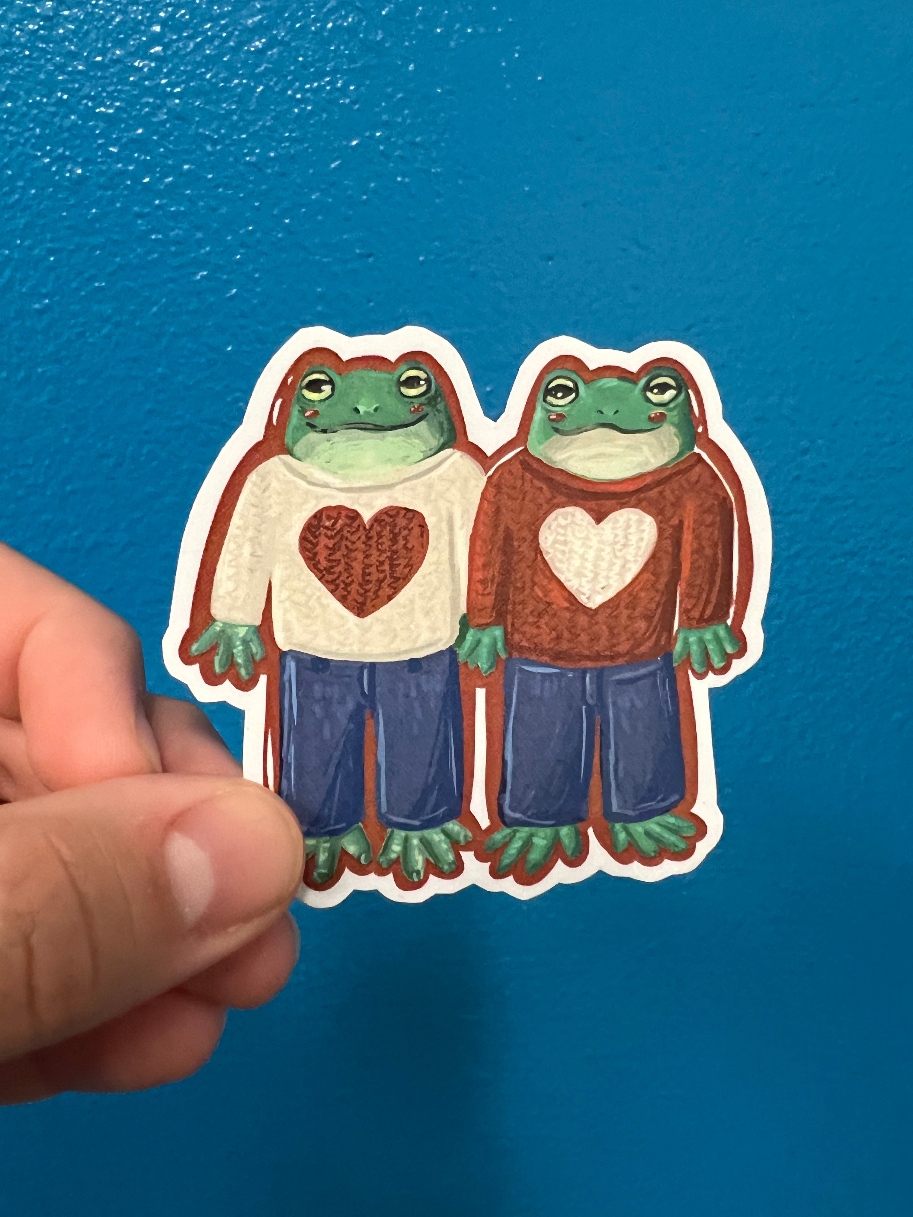 Heart Frogs Sticker