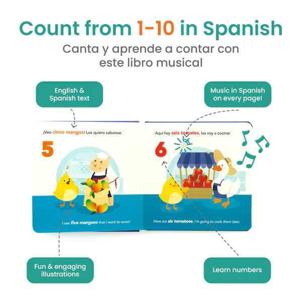 Counting at the Market Bilingual Musical Book - El Mercado