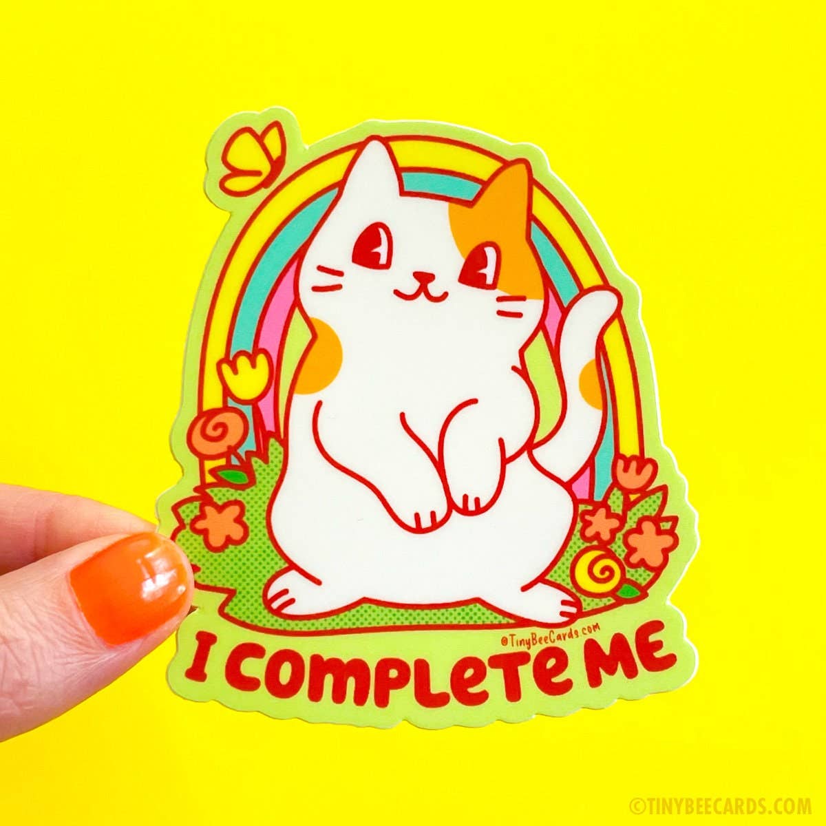 Tiny Bee Cards - Self Love Cat Vinyl Sticker - I Complete Me