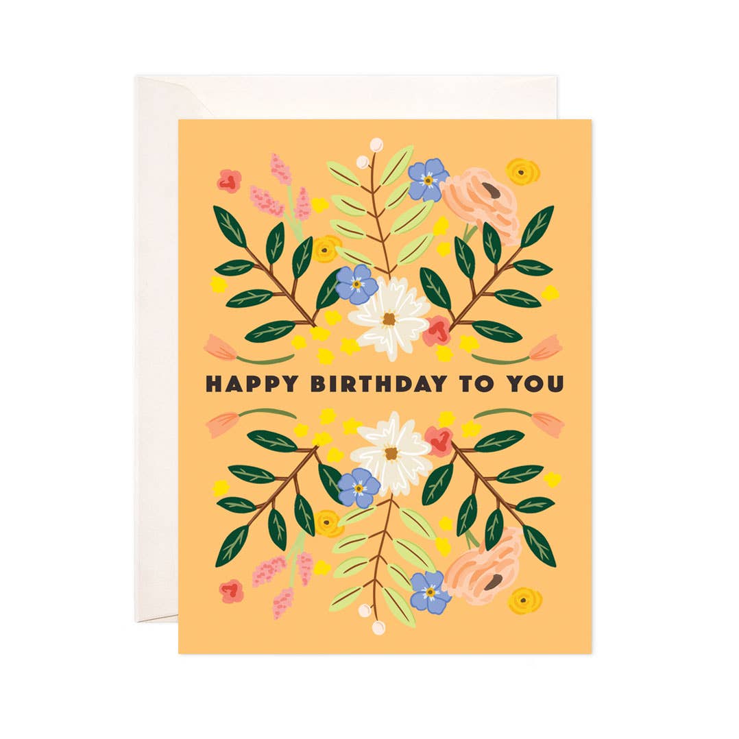 Floral Birthday Greeting Card - Cute Birthday Card