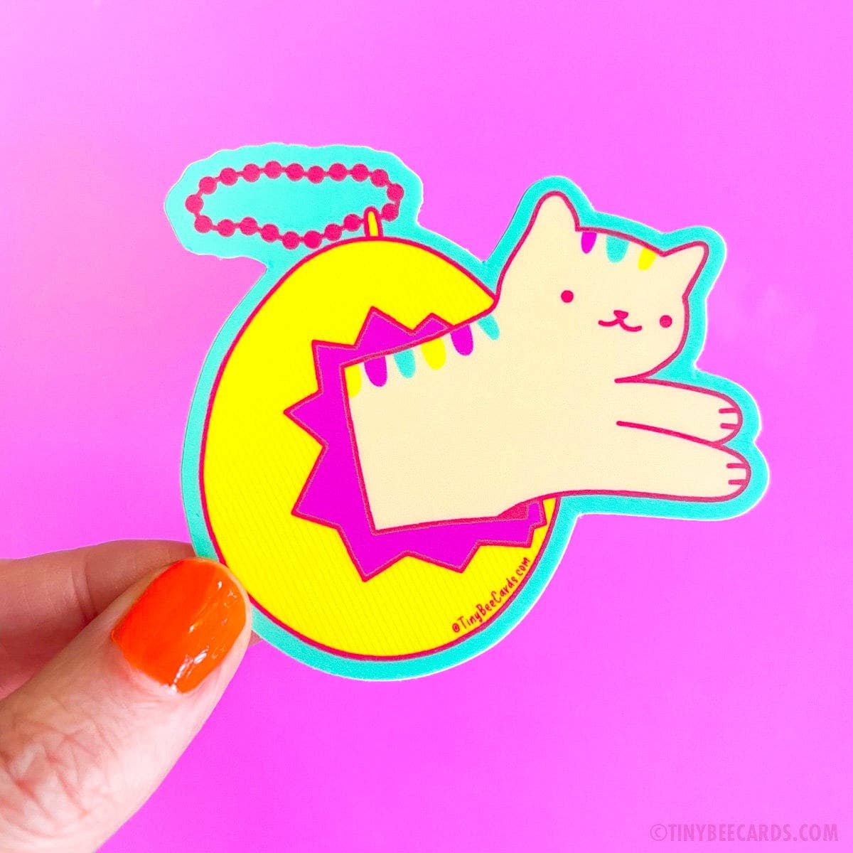 Tiny Bee Cards - Y2K Cat Virtual Pet 90s Vinyl Sticker