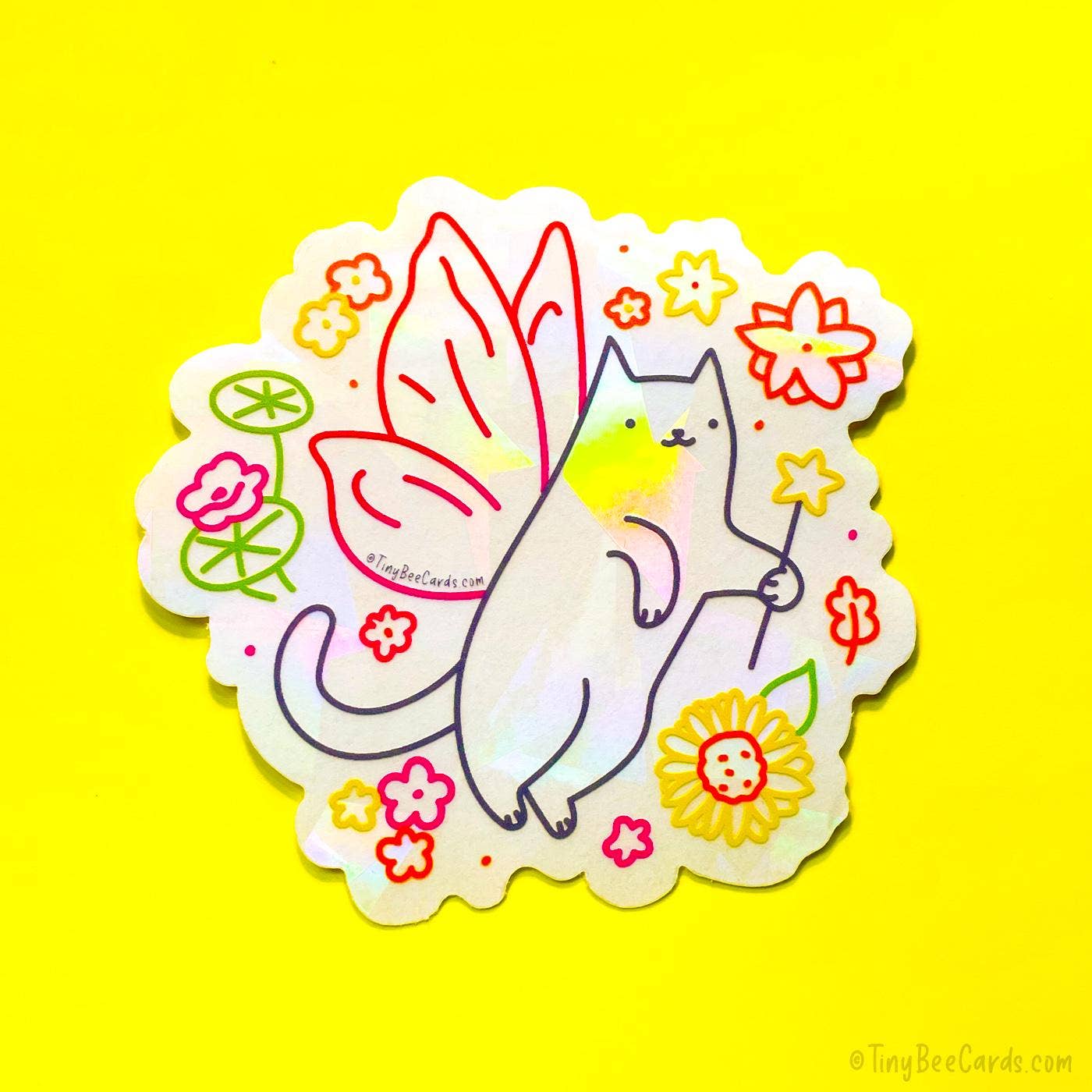 Tiny Bee Cards - Fairy Cat Suncatcher Decal