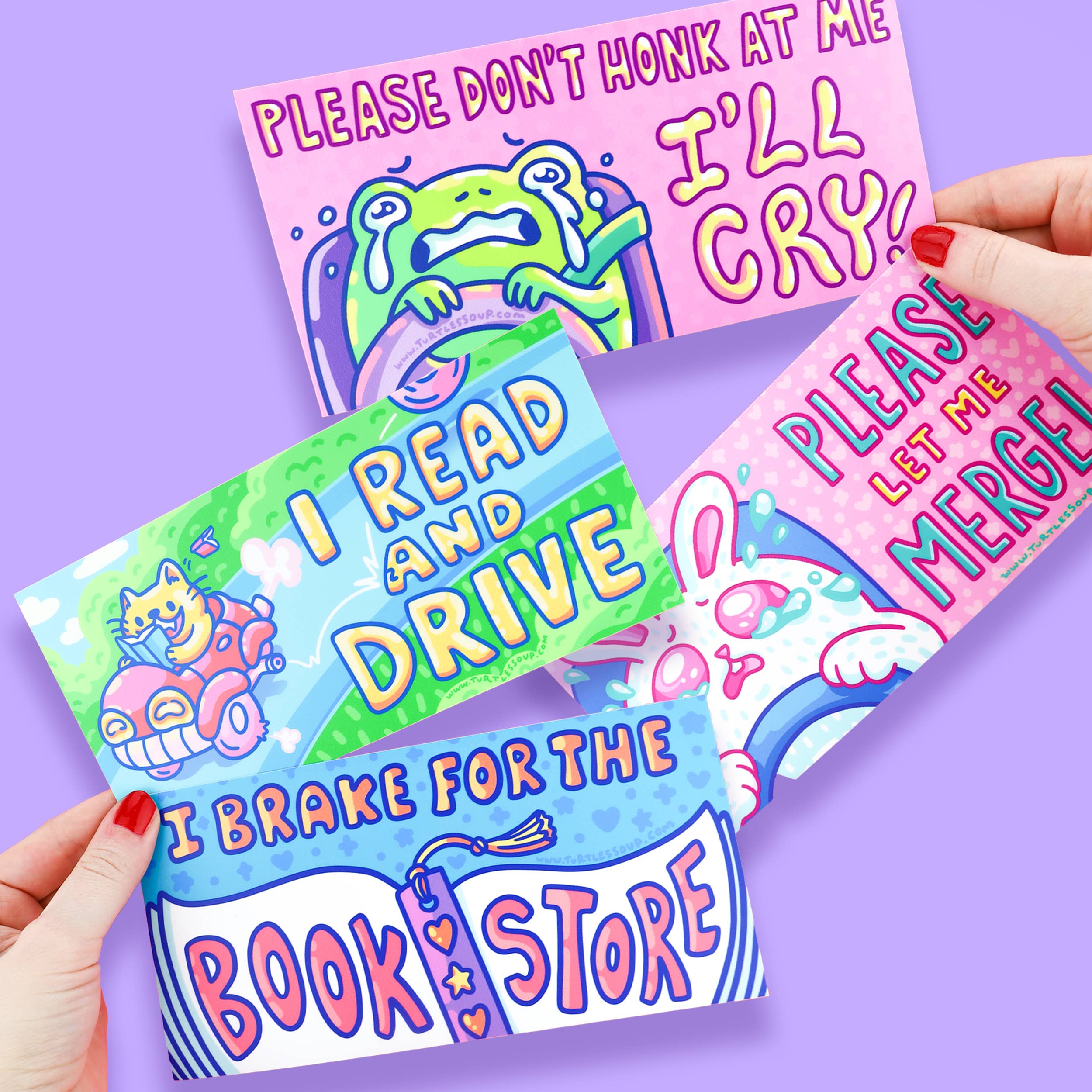 I Brake For The Bookstore Vinyl Bumper Sticker