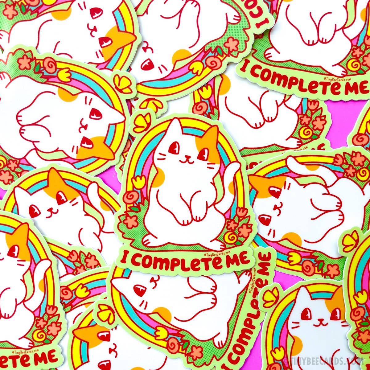 Tiny Bee Cards - Self Love Cat Vinyl Sticker - I Complete Me