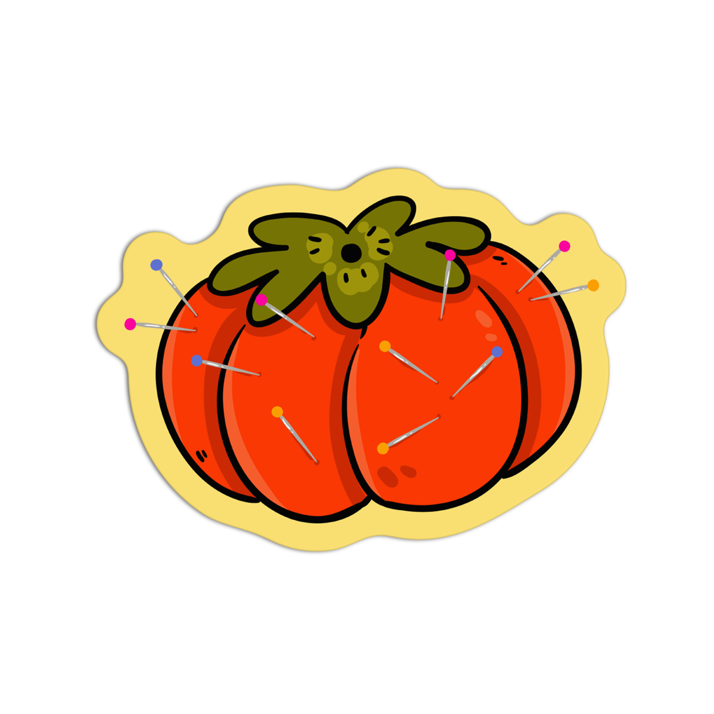Arts & Crafts Tomato Pin Cushion Vinyl Textured Sticker