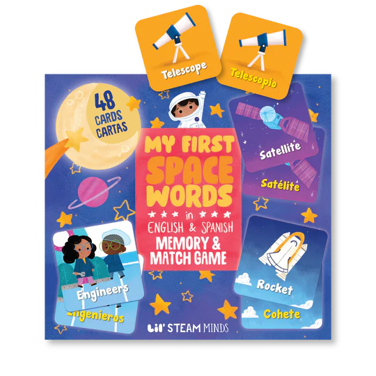 My First Space Words in English & Spanish Memory & Match Game