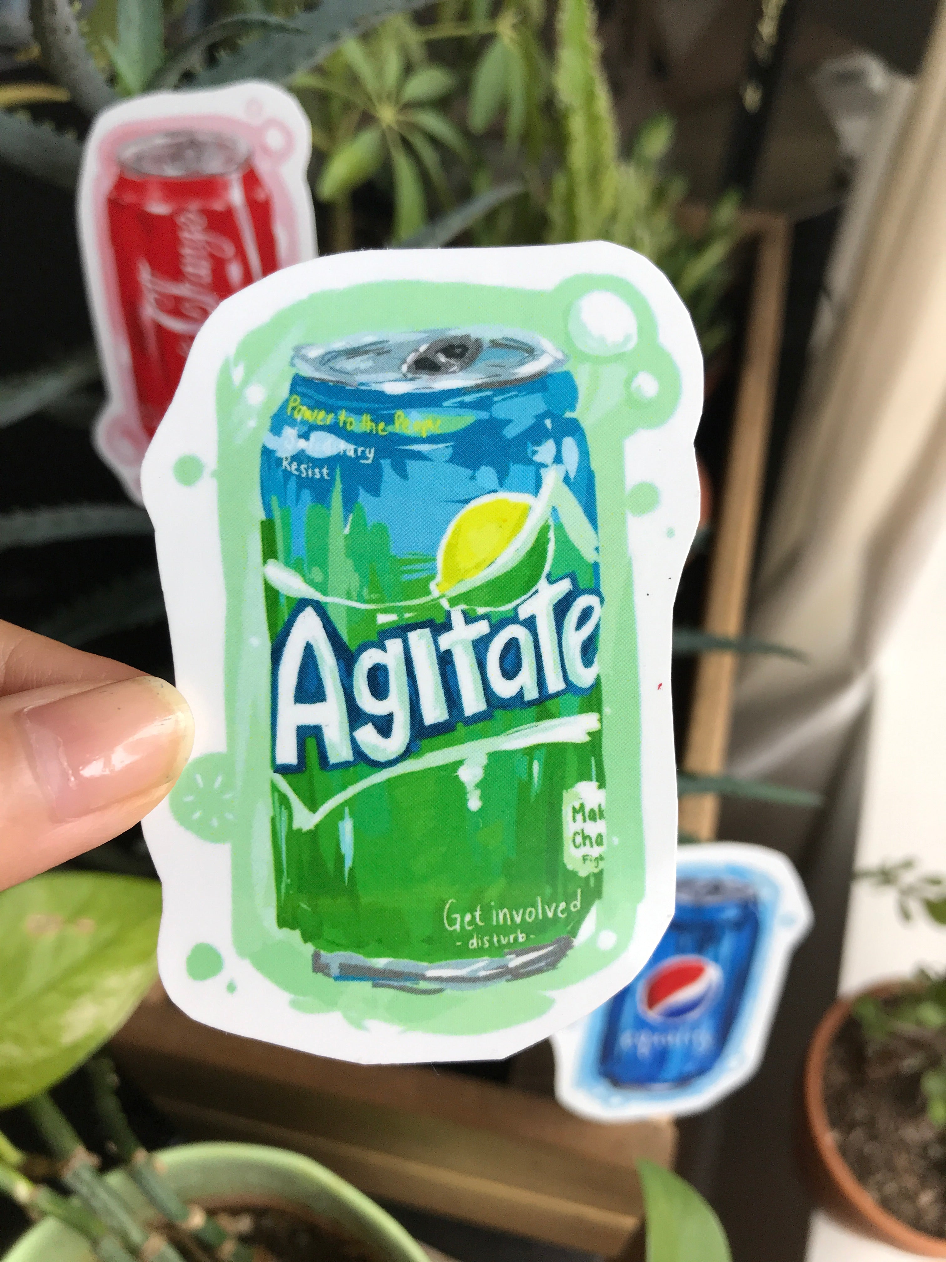 "Agitate" Soda Can Sticker