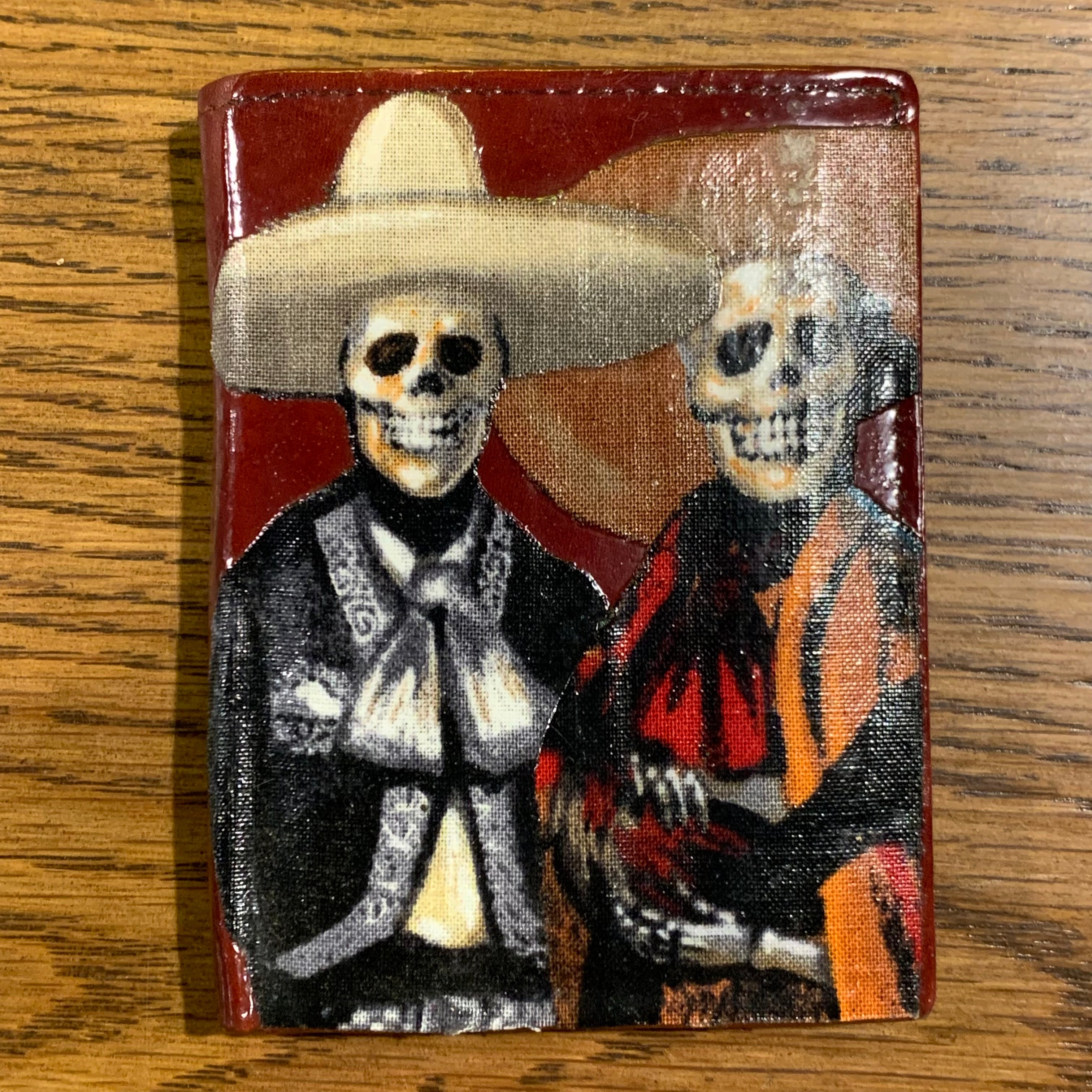 Red Mariachi Chicana Apparel Leather Wallet (3in. x 4in.)